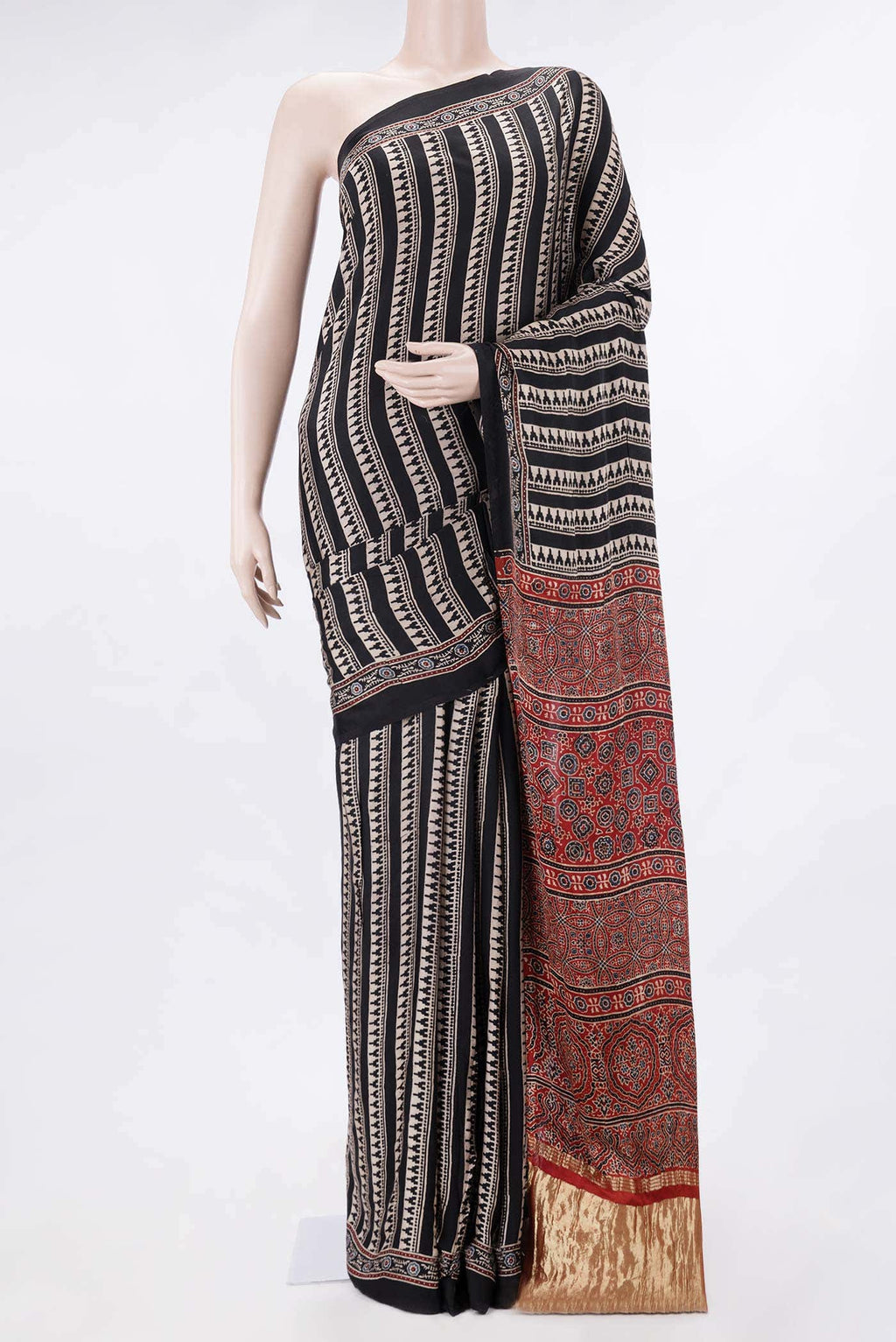 Maroon Dual Tone Satin Crepe Saree