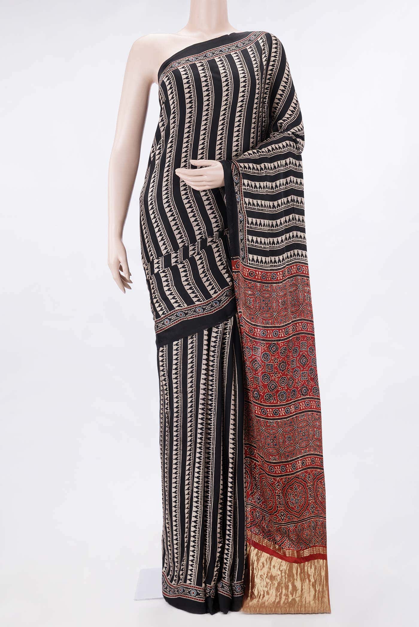 Maroon Dual Tone Satin Crepe Saree