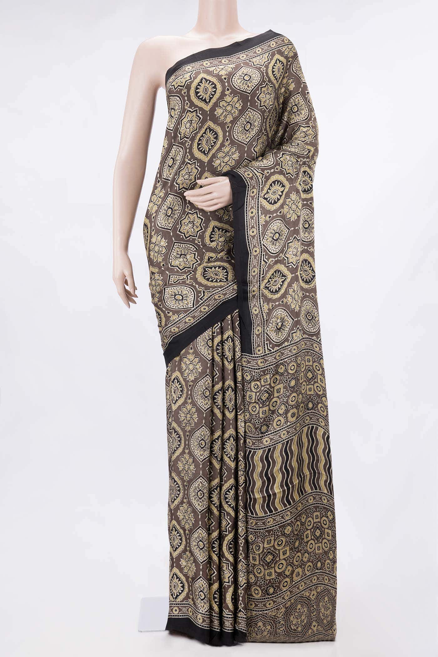 Brown Dual Tone Satin Crepe Saree