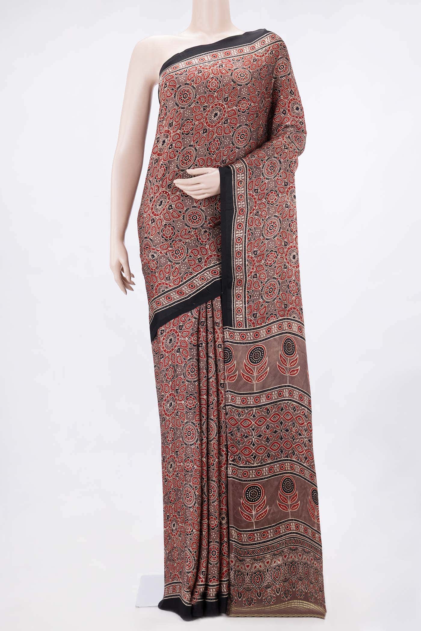 Brown Dual Tone Satin Crepe Saree
