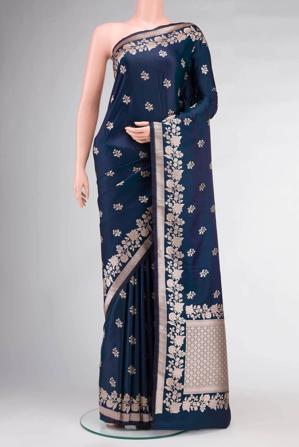 Blue Blended Banarasi Silk Saree