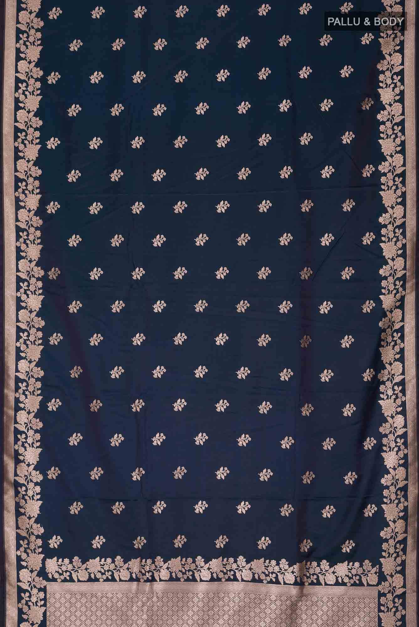 Blue Blended Banarasi Silk Saree