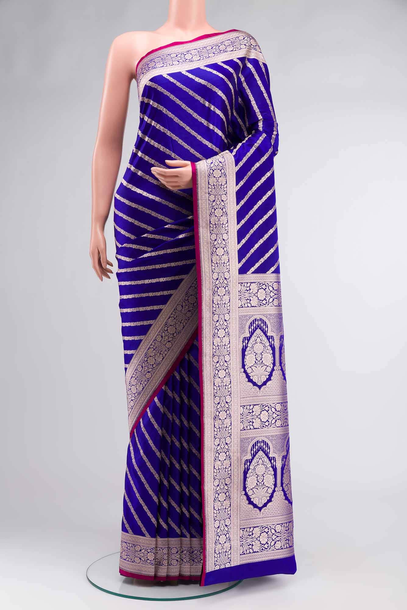 Blue Blended Banarasi Silk Saree