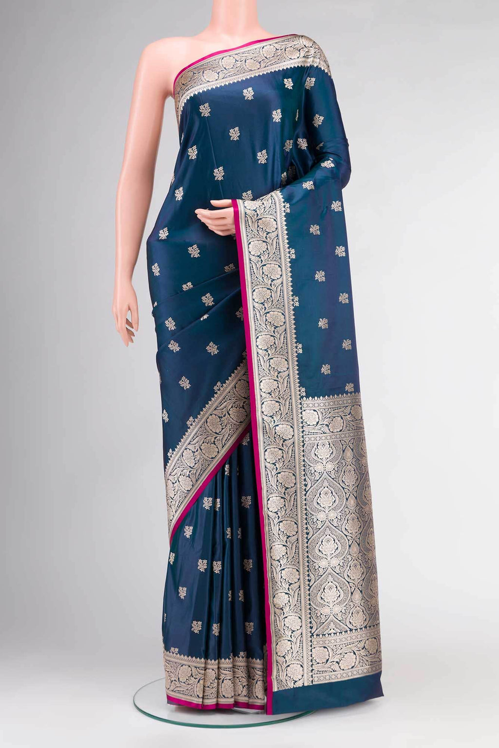 Blue Blended Banarasi Silk Saree