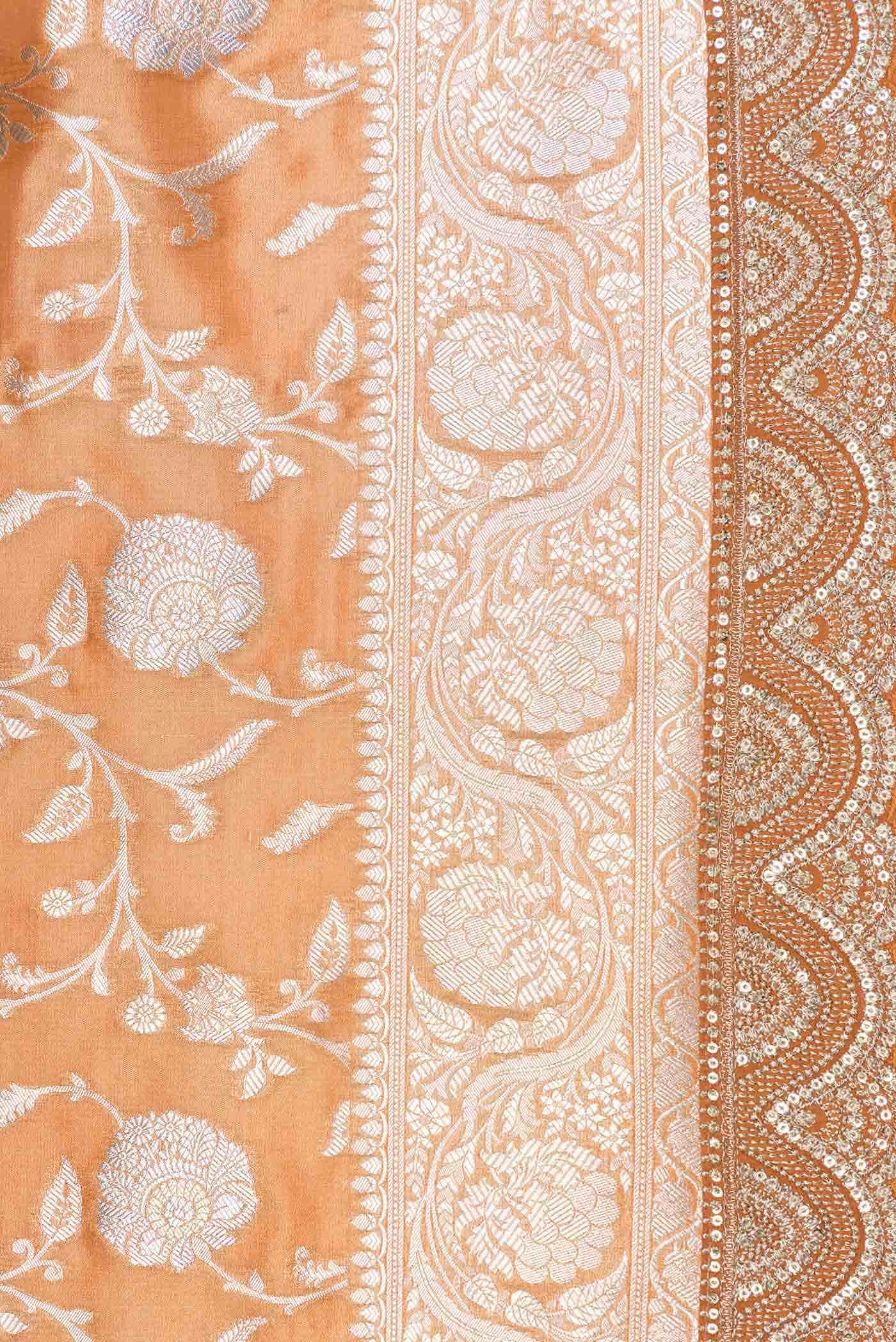 Brick Orange Dual Tone Banarasi Silk Saree
