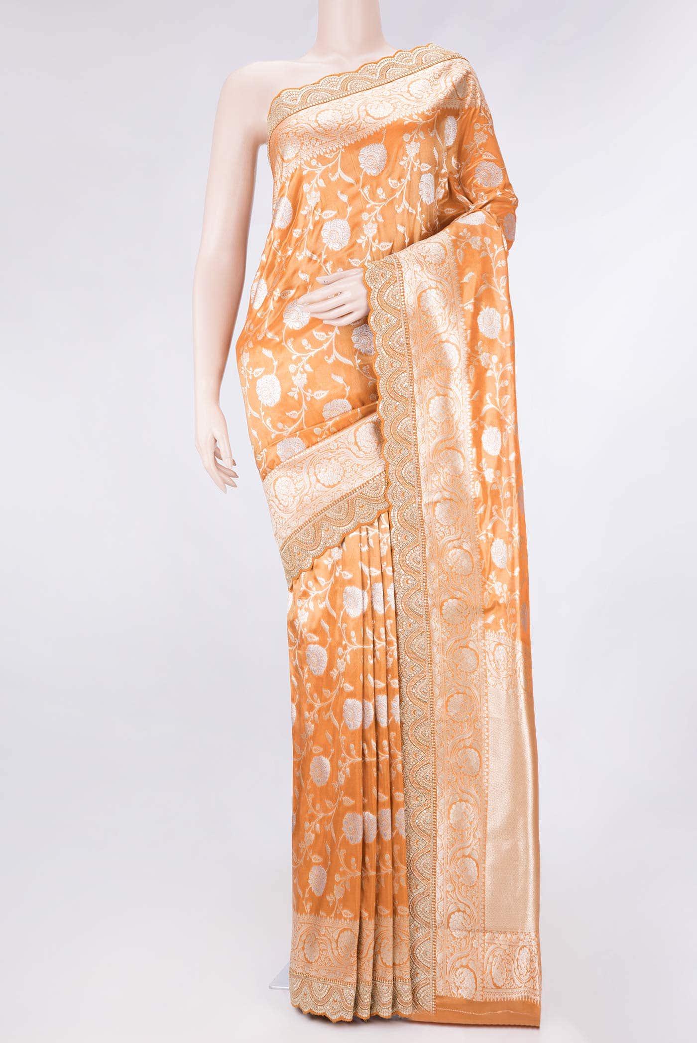 Brick Orange Dual Tone Banarasi Silk Saree