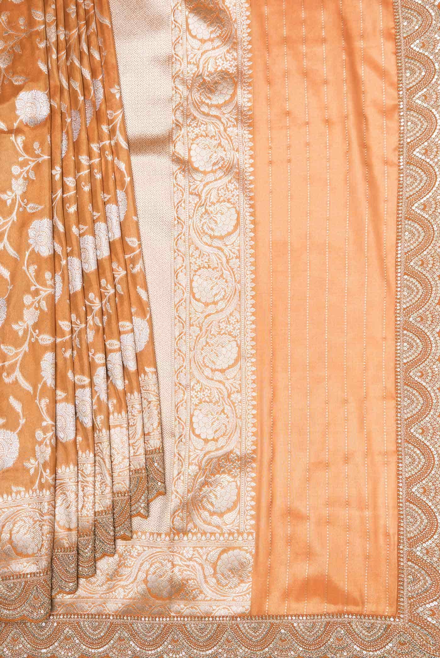 Brick Orange Dual Tone Banarasi Silk Saree