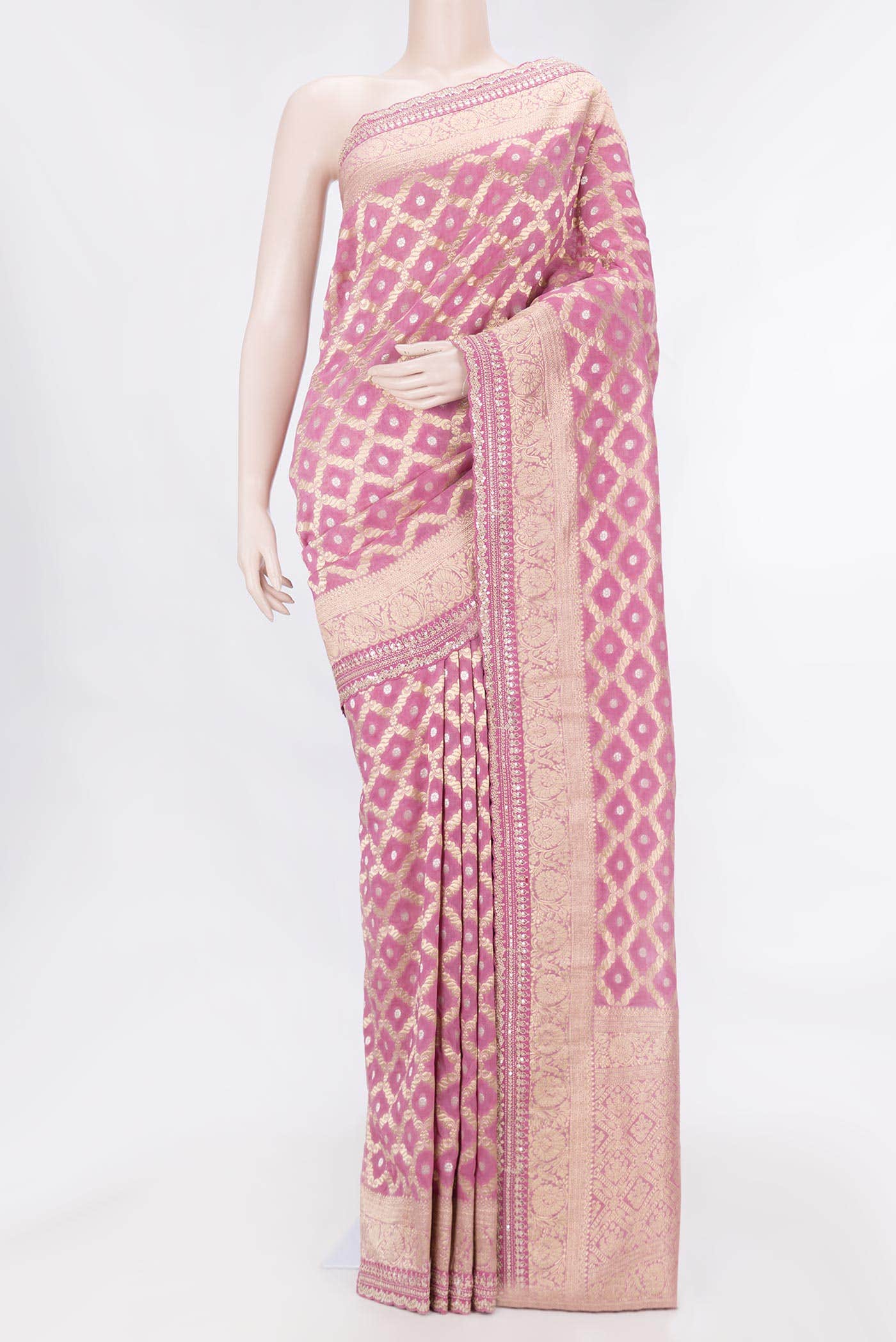 Pink Dual Tone Mysore Georgette Saree