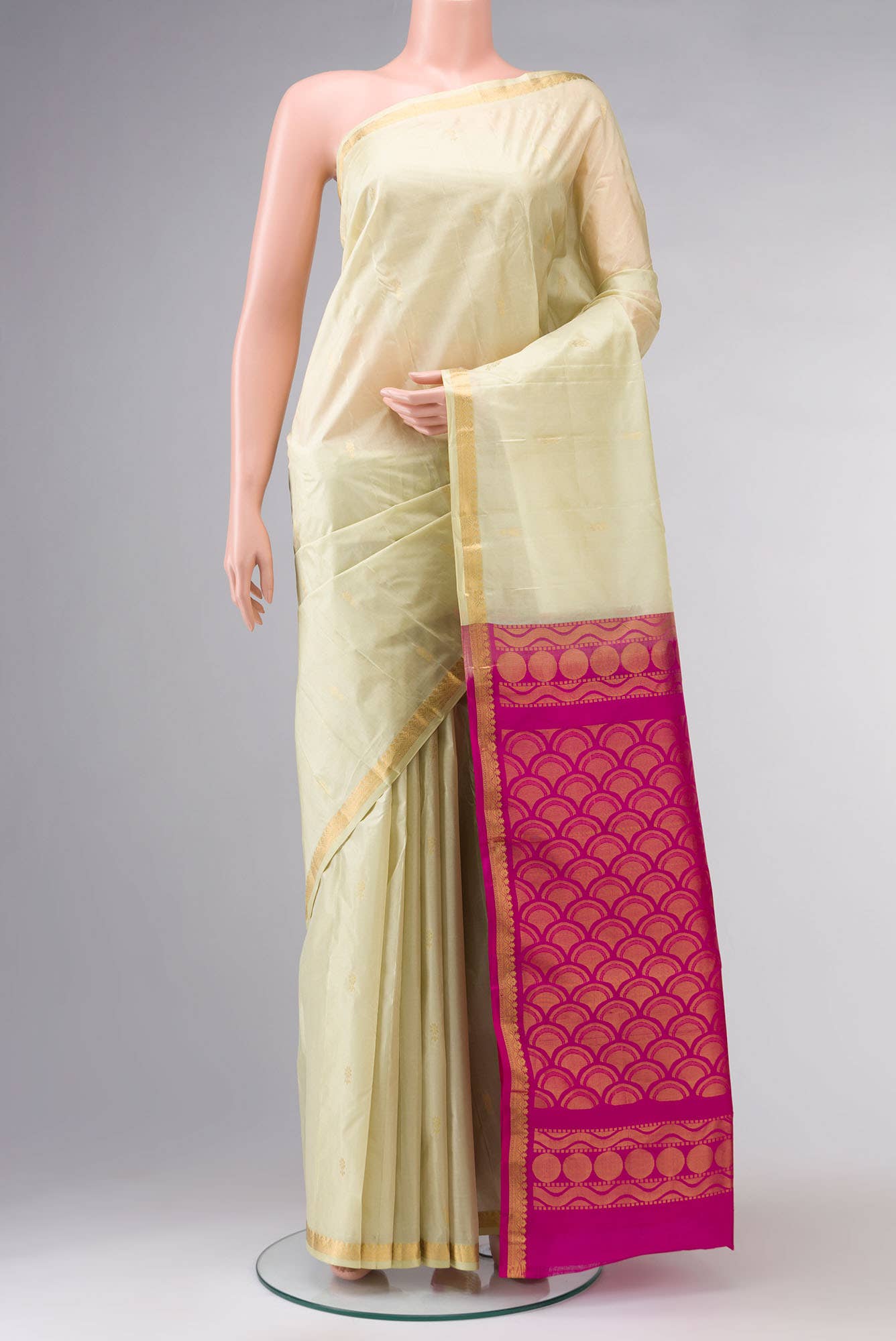 Beige Kanchipuram Silk Saree