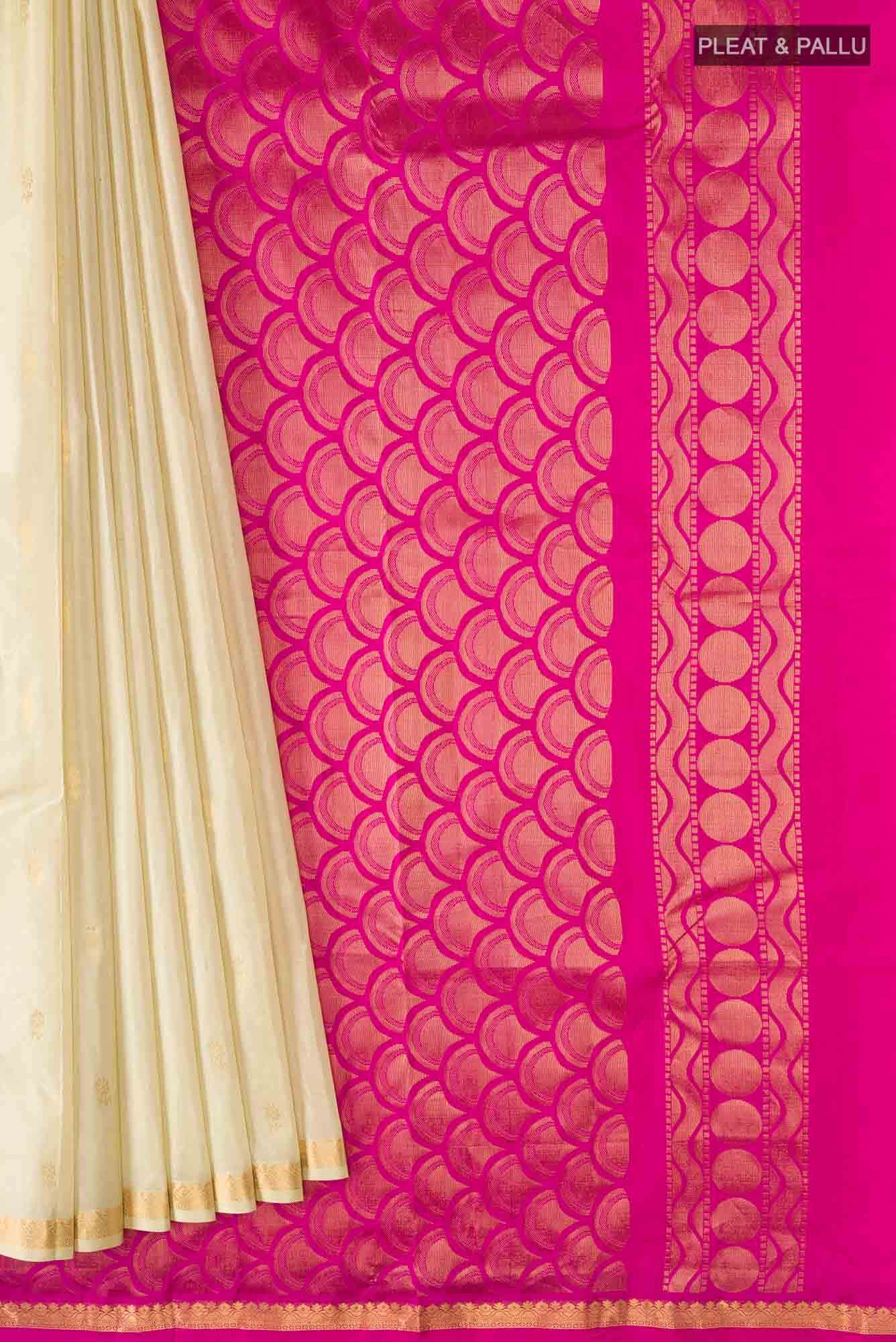 Beige Kanchipuram Silk Saree