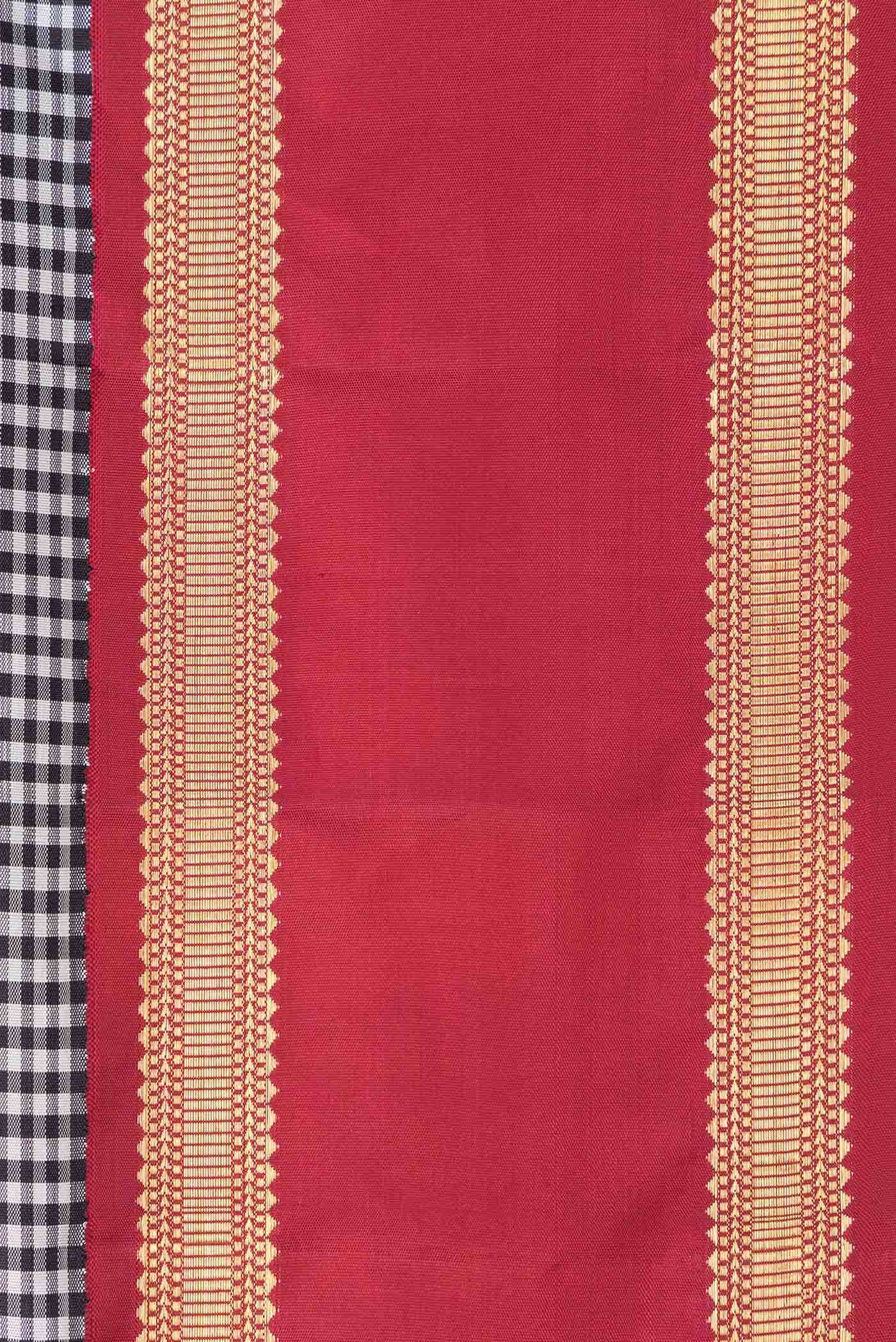 Pure Silk Pure Zari Black and White Dual Tone Kanchipuram Saree