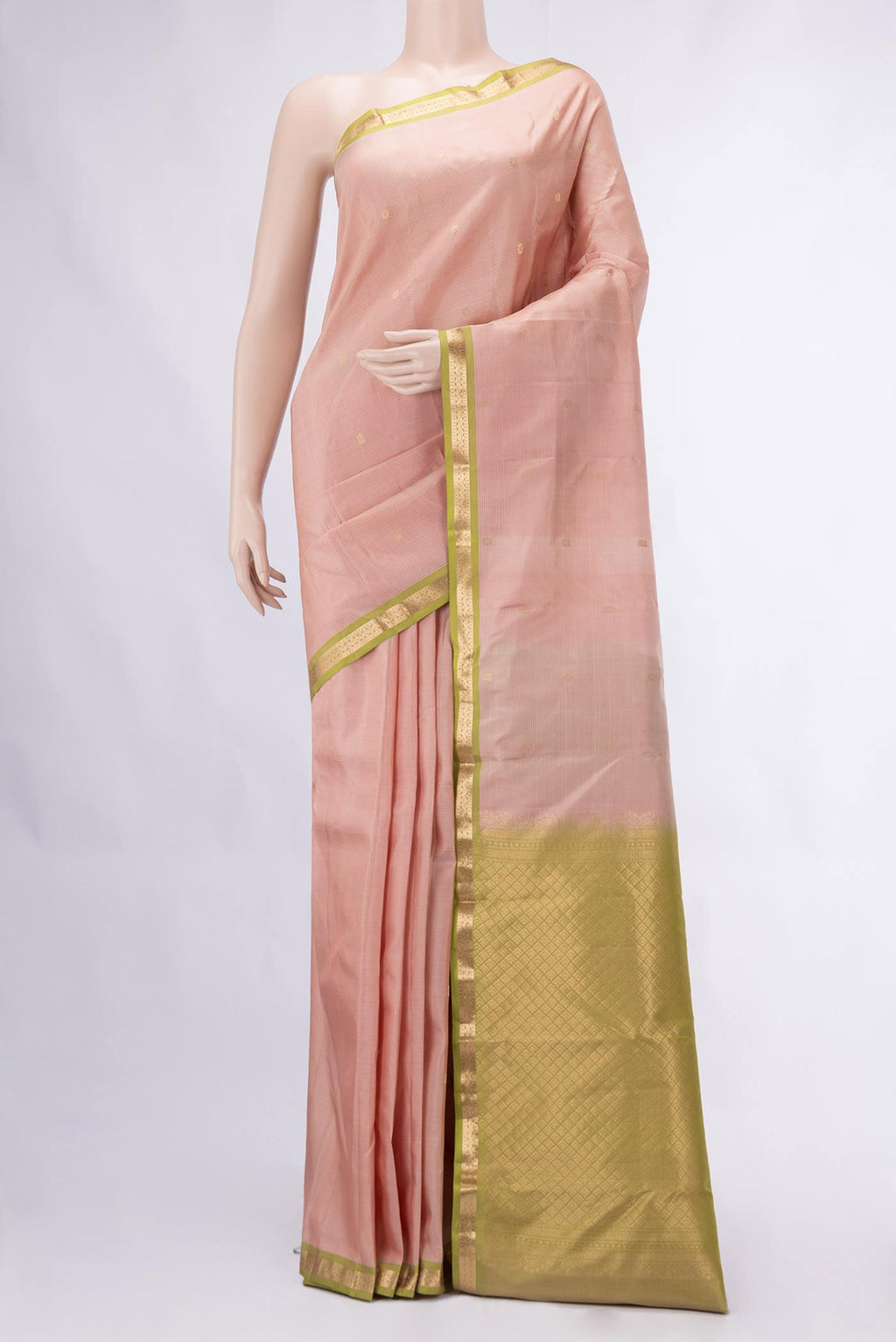 Golden Peach Kanchipuram Silk Saree