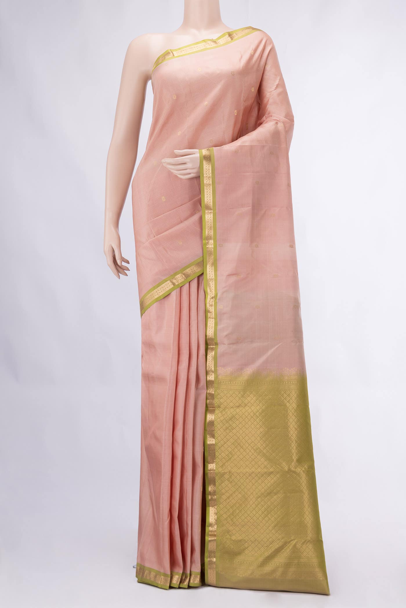 Golden Peach Kanchipuram Silk Saree