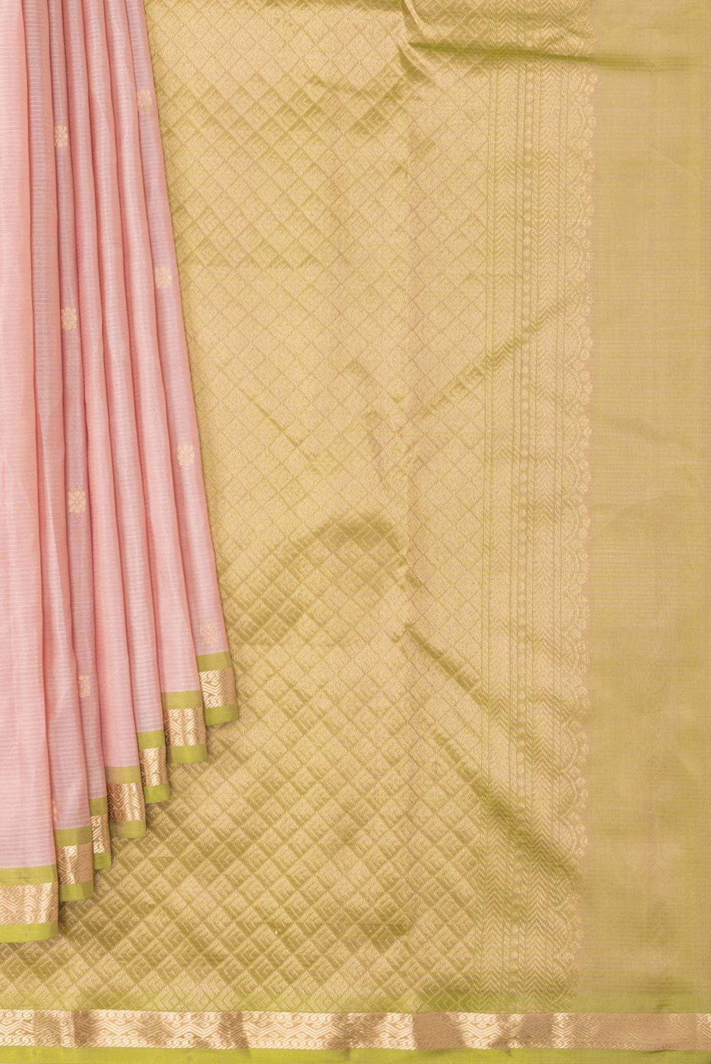 Golden Peach Kanchipuram Silk Saree