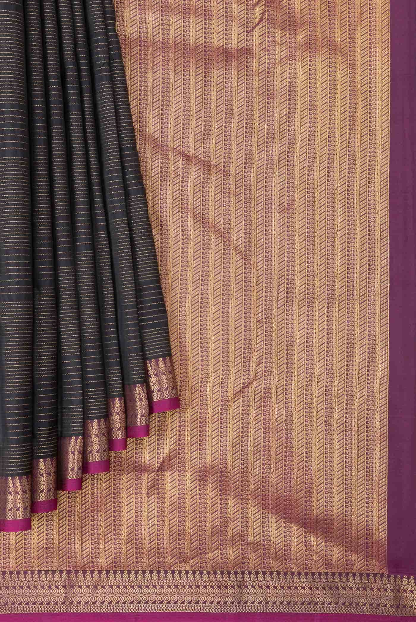 Black Dual Tone Kanchipuram Silk Saree