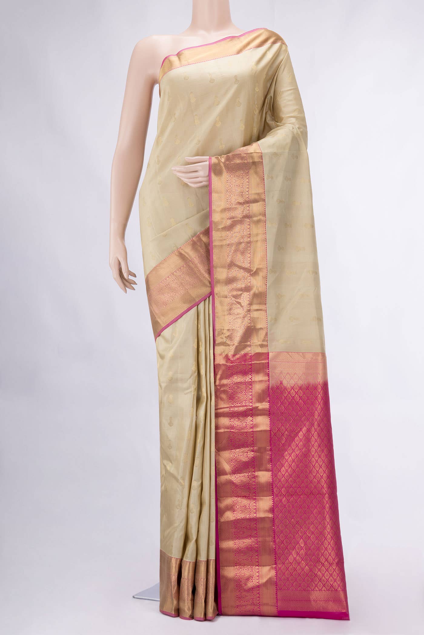 Beige Kanchipuram Silk Saree