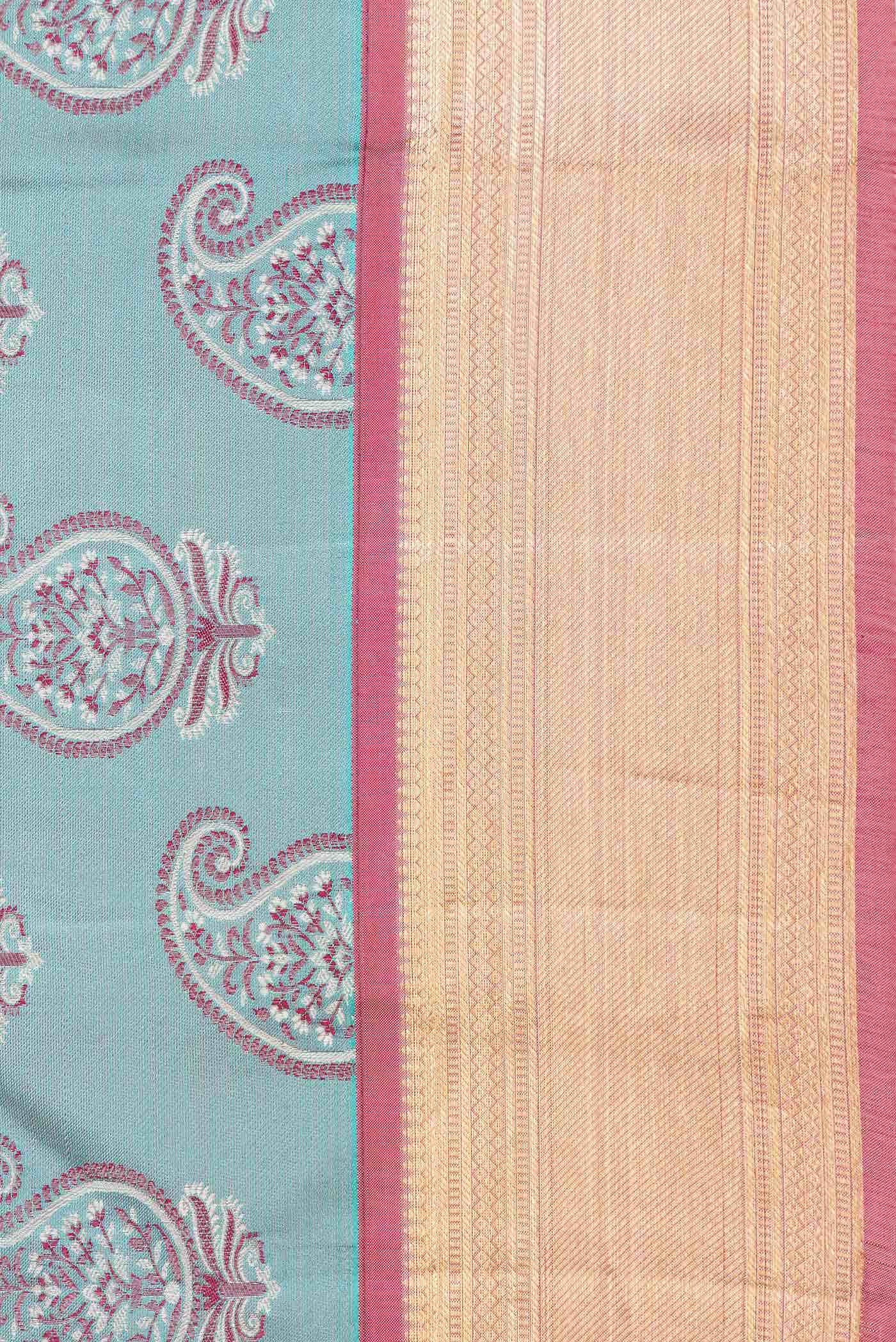Sky Blue Dual Tone Kanchipuram Silk Saree