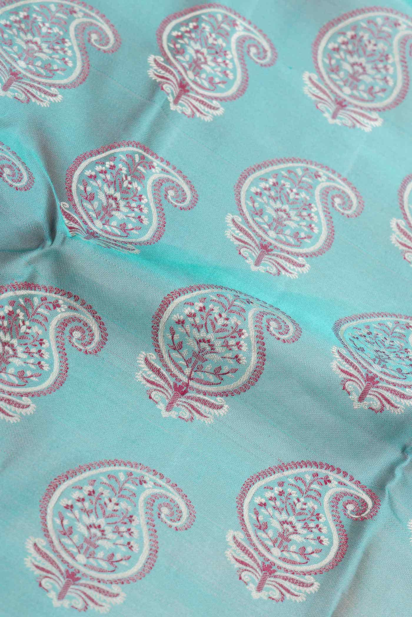 Sky Blue Dual Tone Kanchipuram Silk Saree