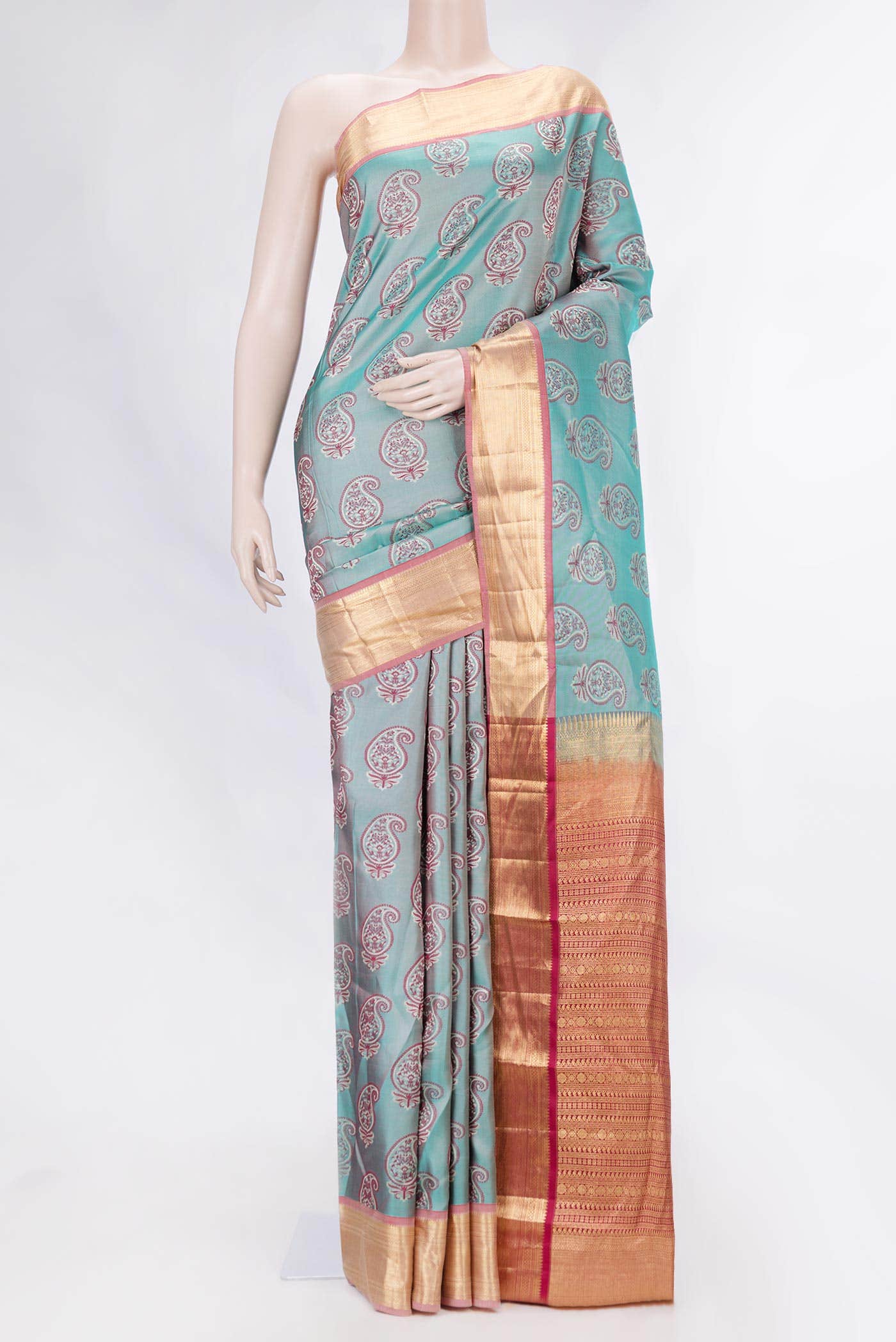 Sky Blue Dual Tone Kanchipuram Silk Saree