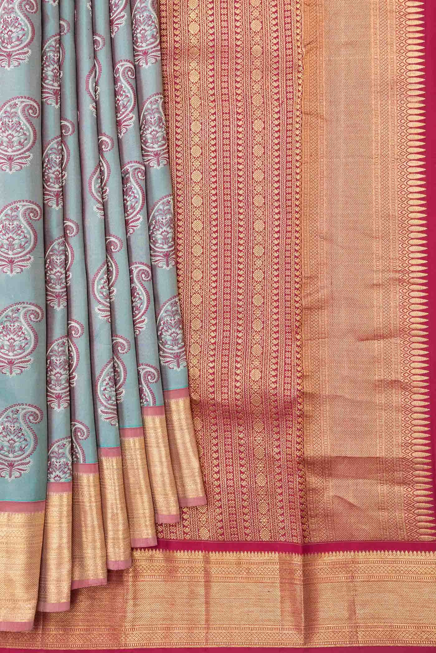 Sky Blue Dual Tone Kanjivaram Silk Saree