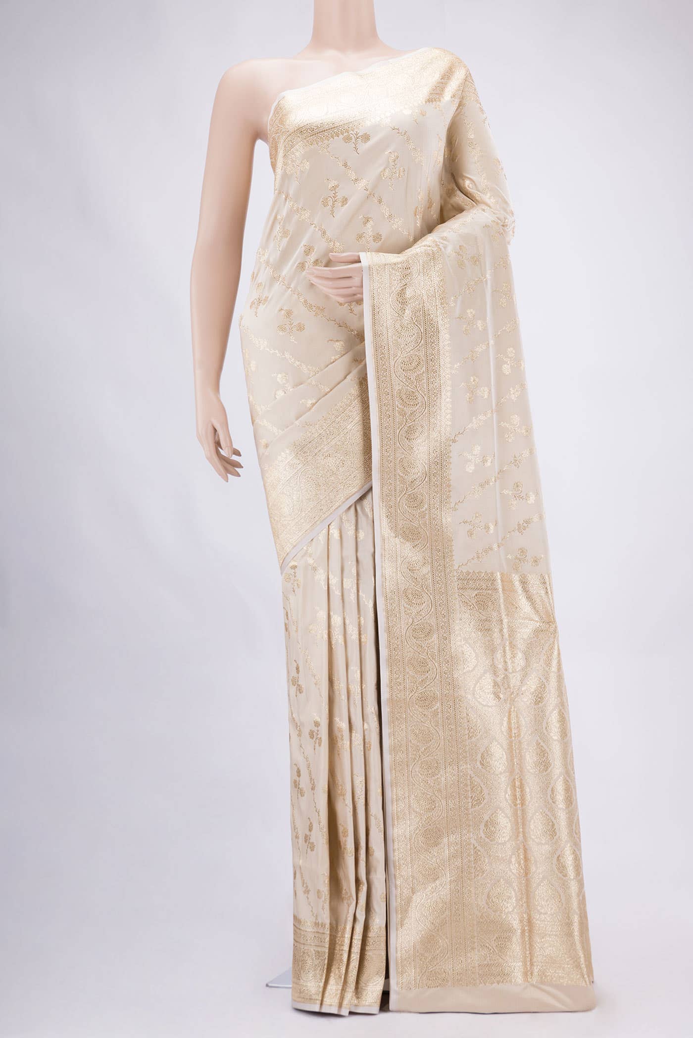 Beige Blended Banarasi Silk Saree