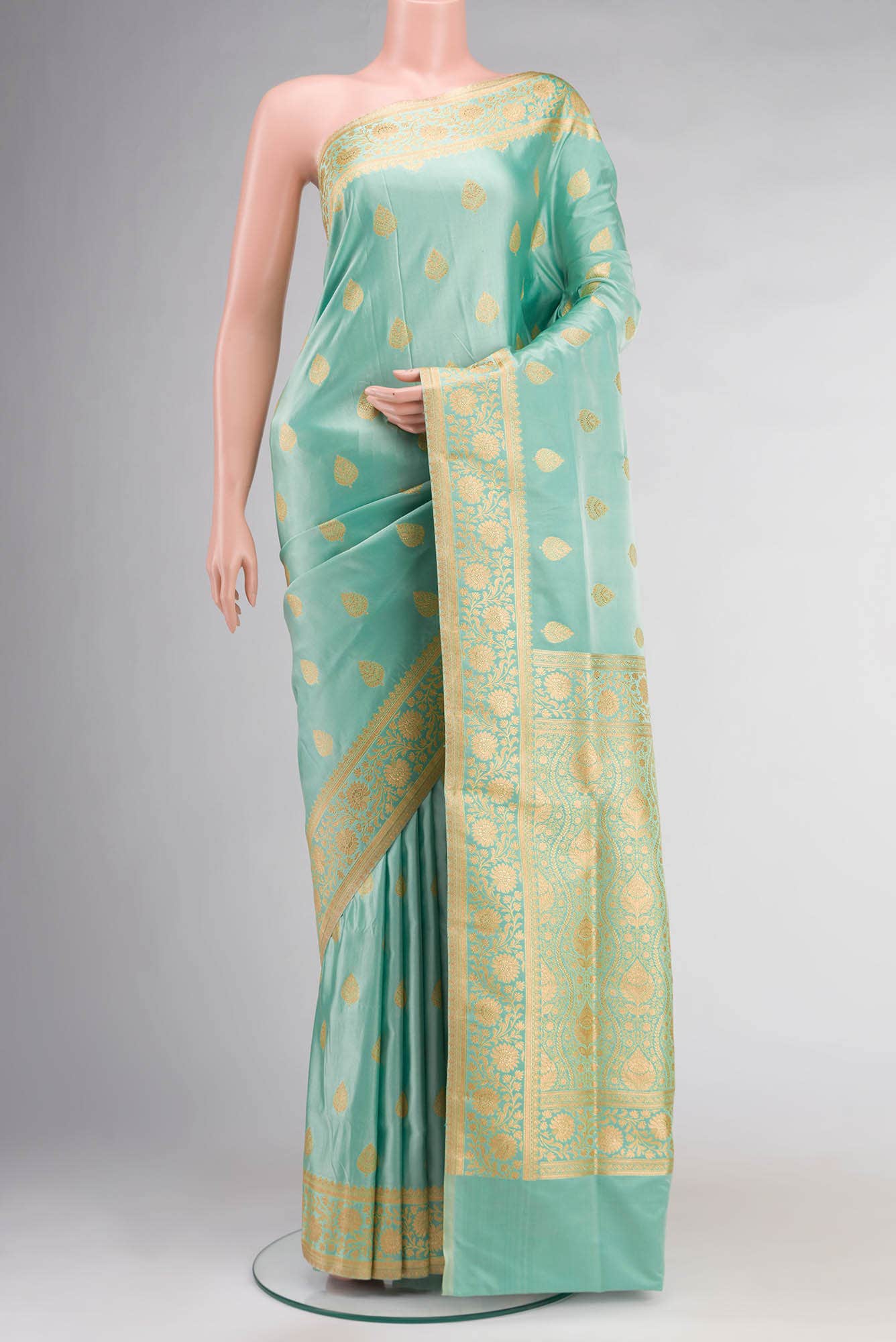 Mint Green Banarasi Silk Saree