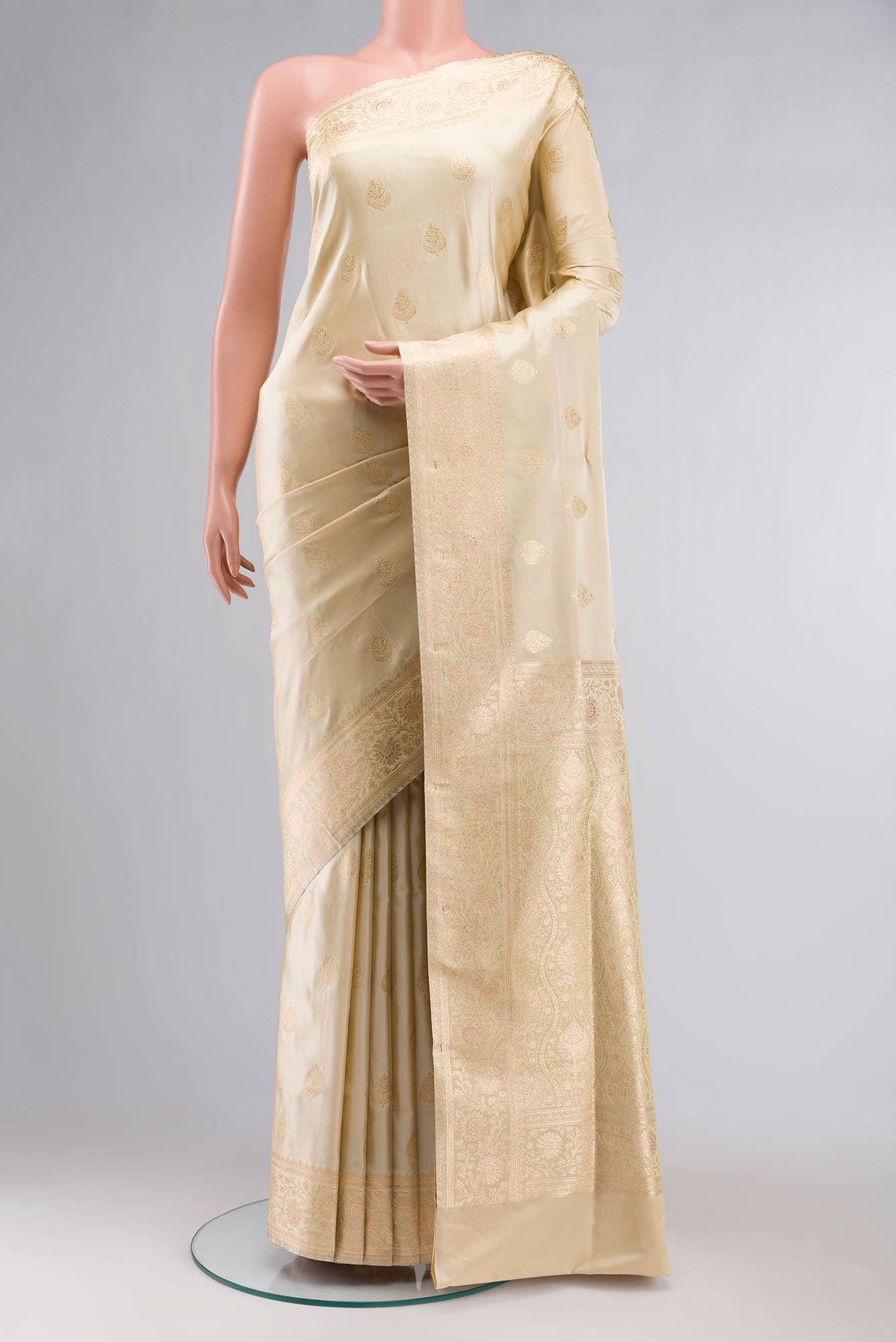Beige Banarasi Silk Saree