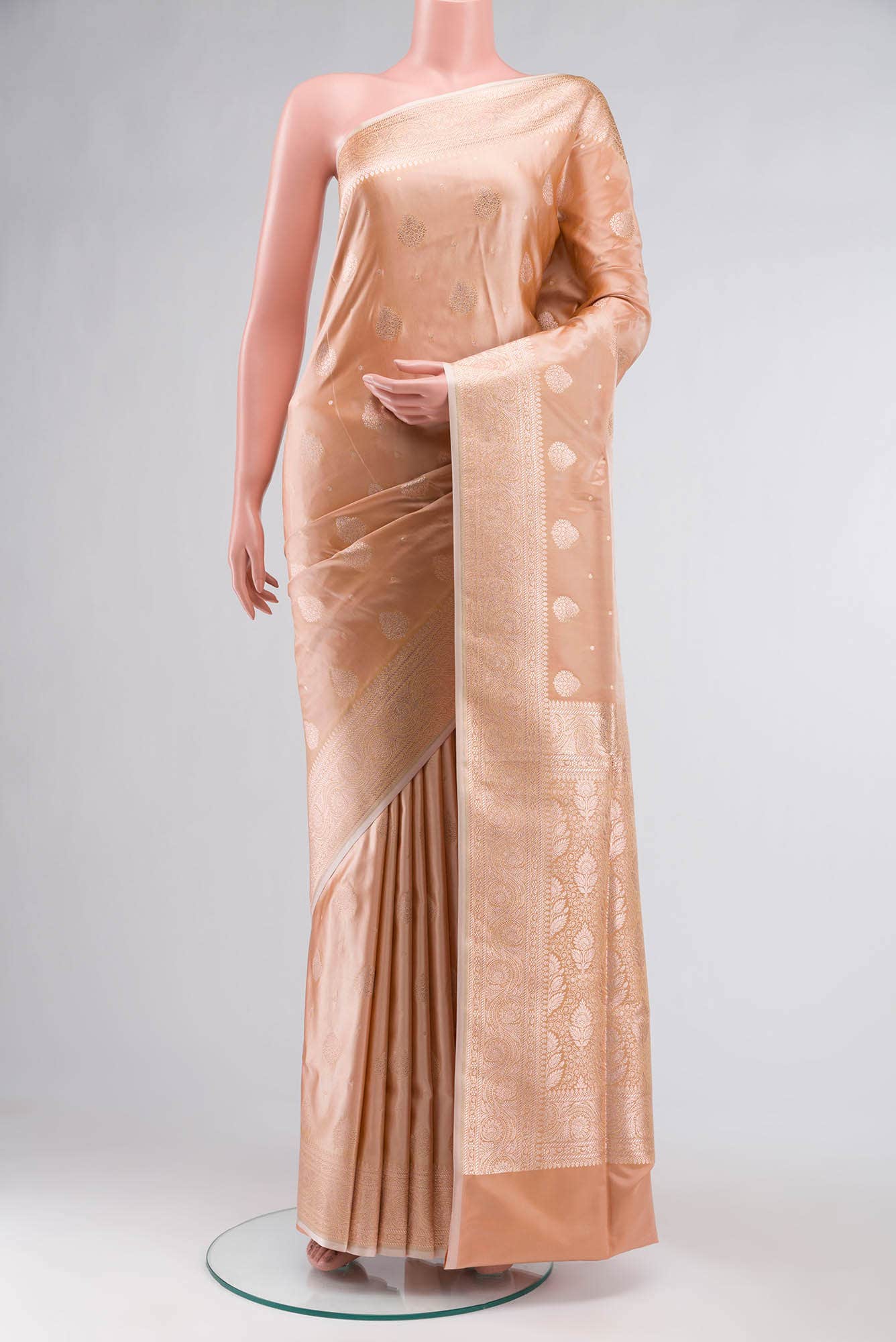 Peach Banarasi Silk Saree
