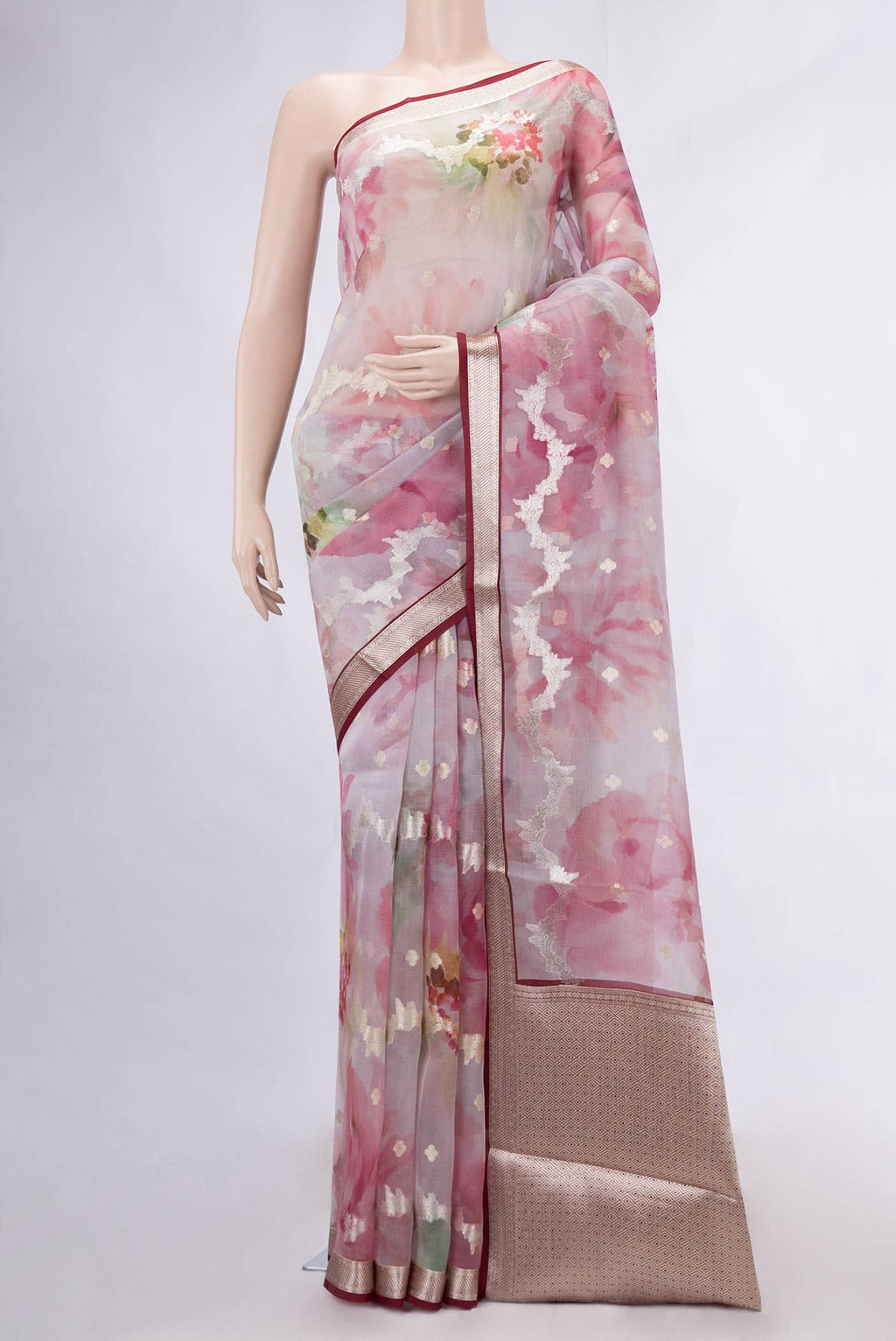 Lavender Dual Tone Organza Silk Saree