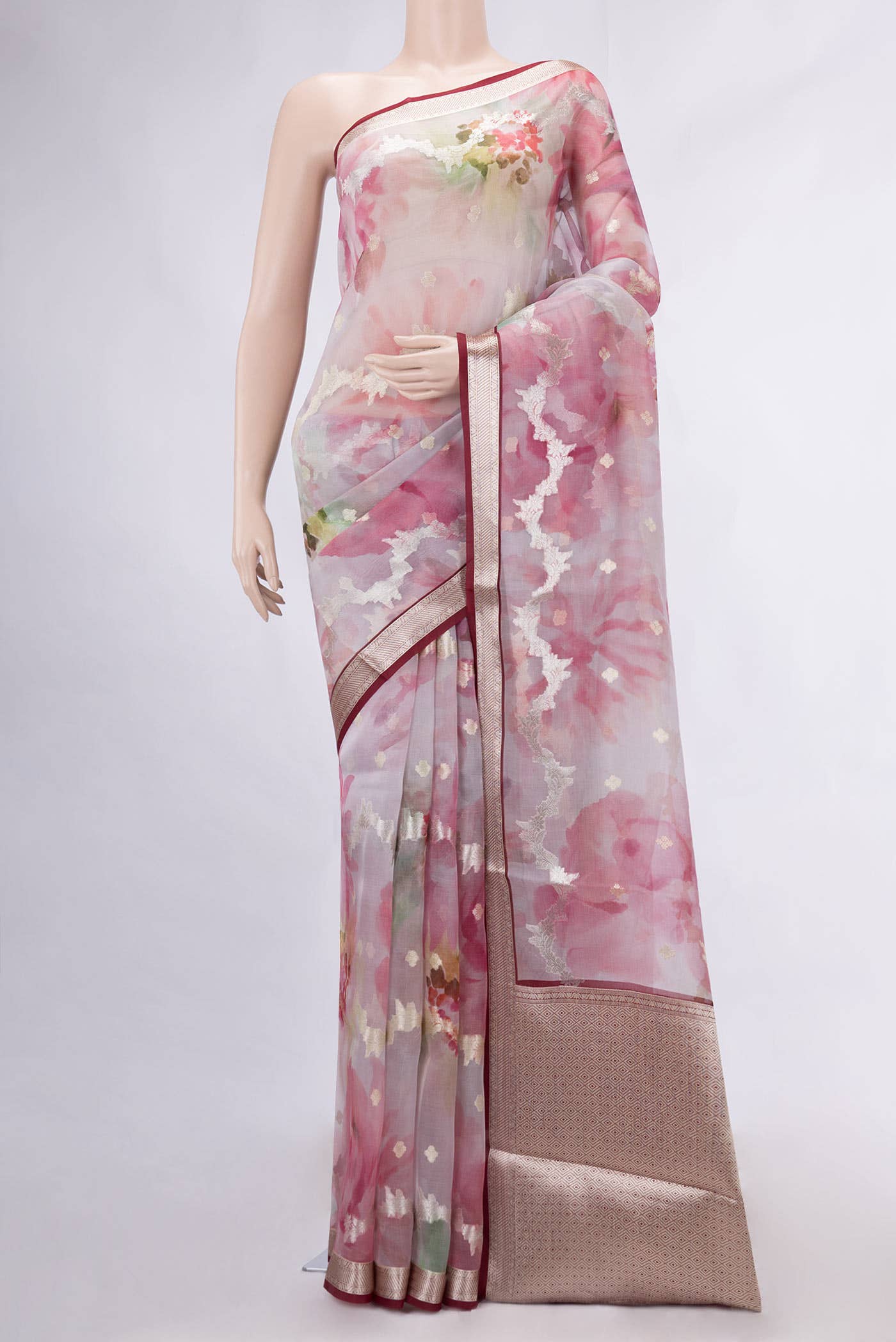 Lavender Dual Tone Organza Silk Saree