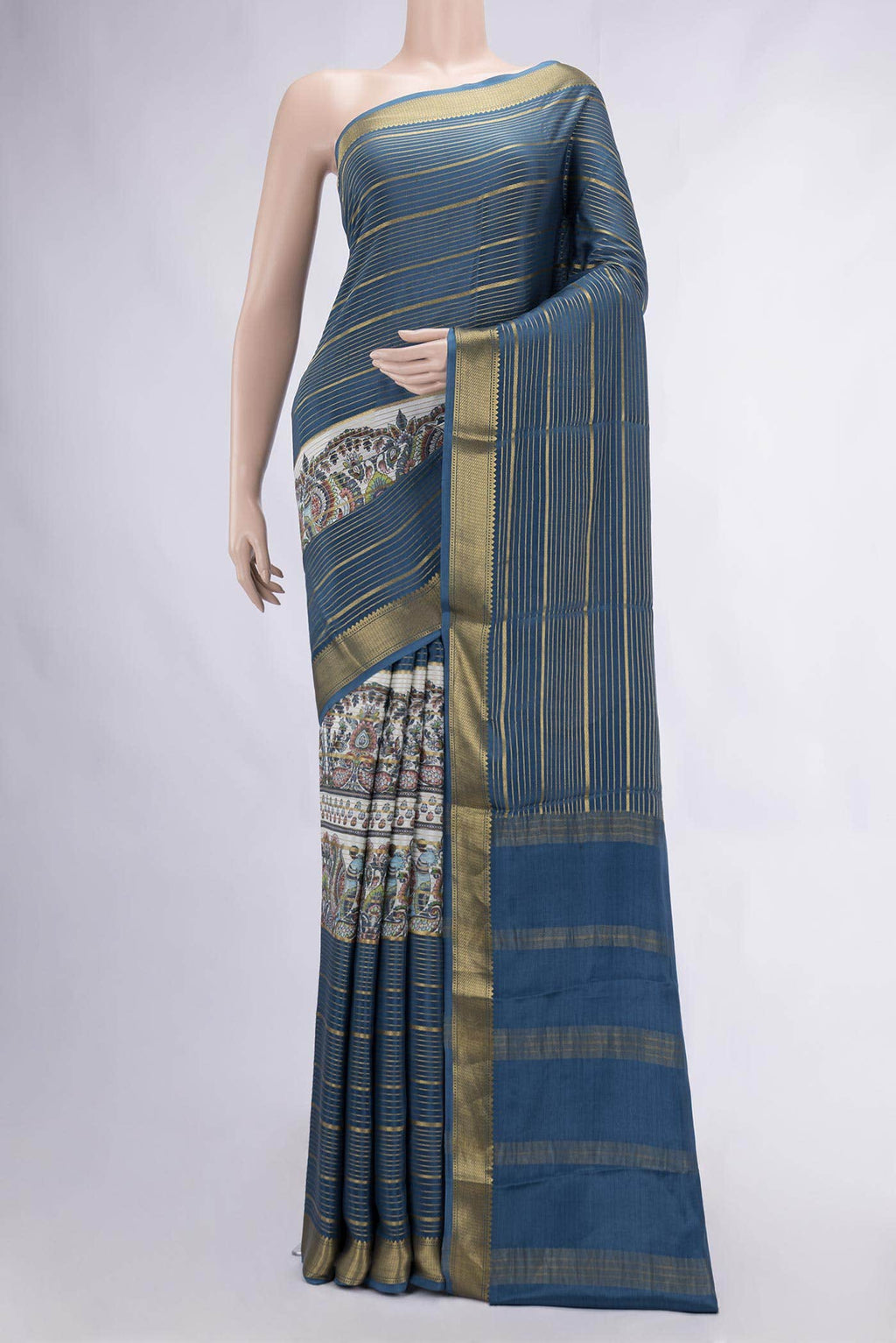 Maya Blue Mysore Crepe Saree
