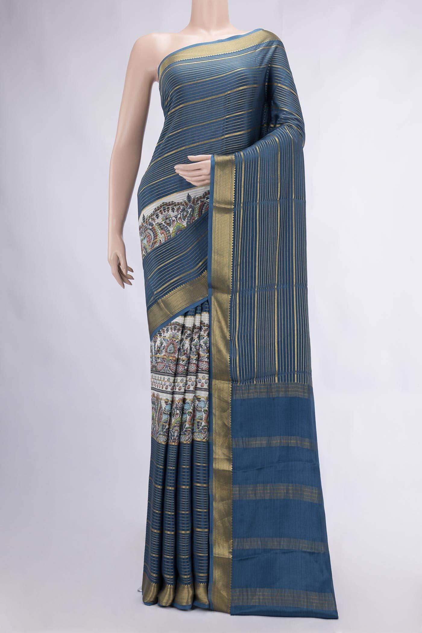 Maya Blue Mysore Crepe Saree