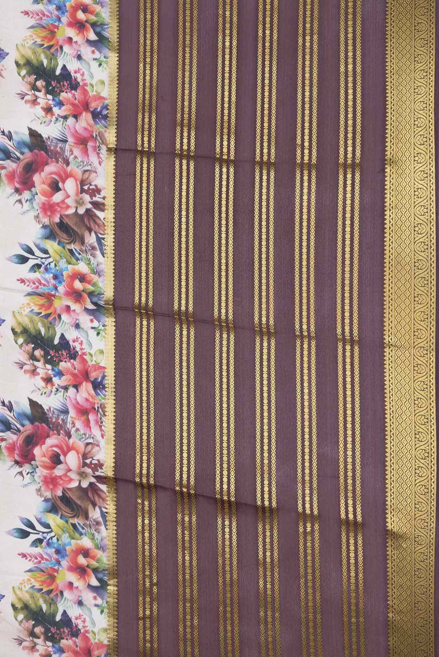 Dark Beige Dual Tone Mysore Crepe Saree