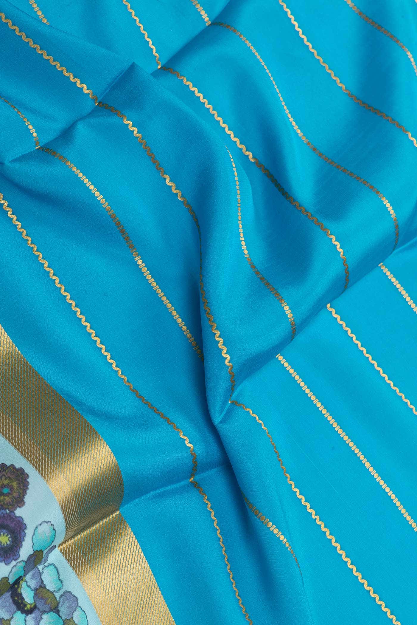 Sky Blue Dual Tone Mysore Crepe Saree