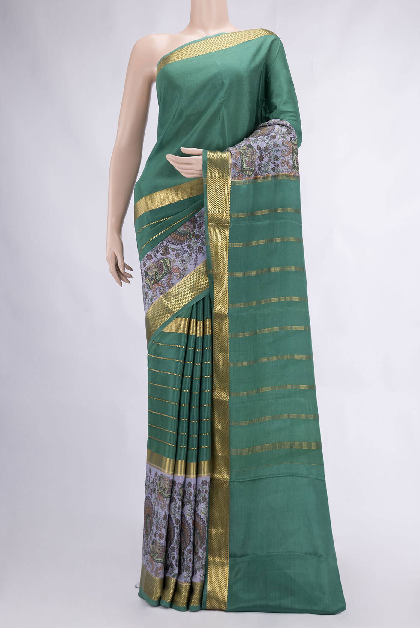 Green Mysore Crepe Saree