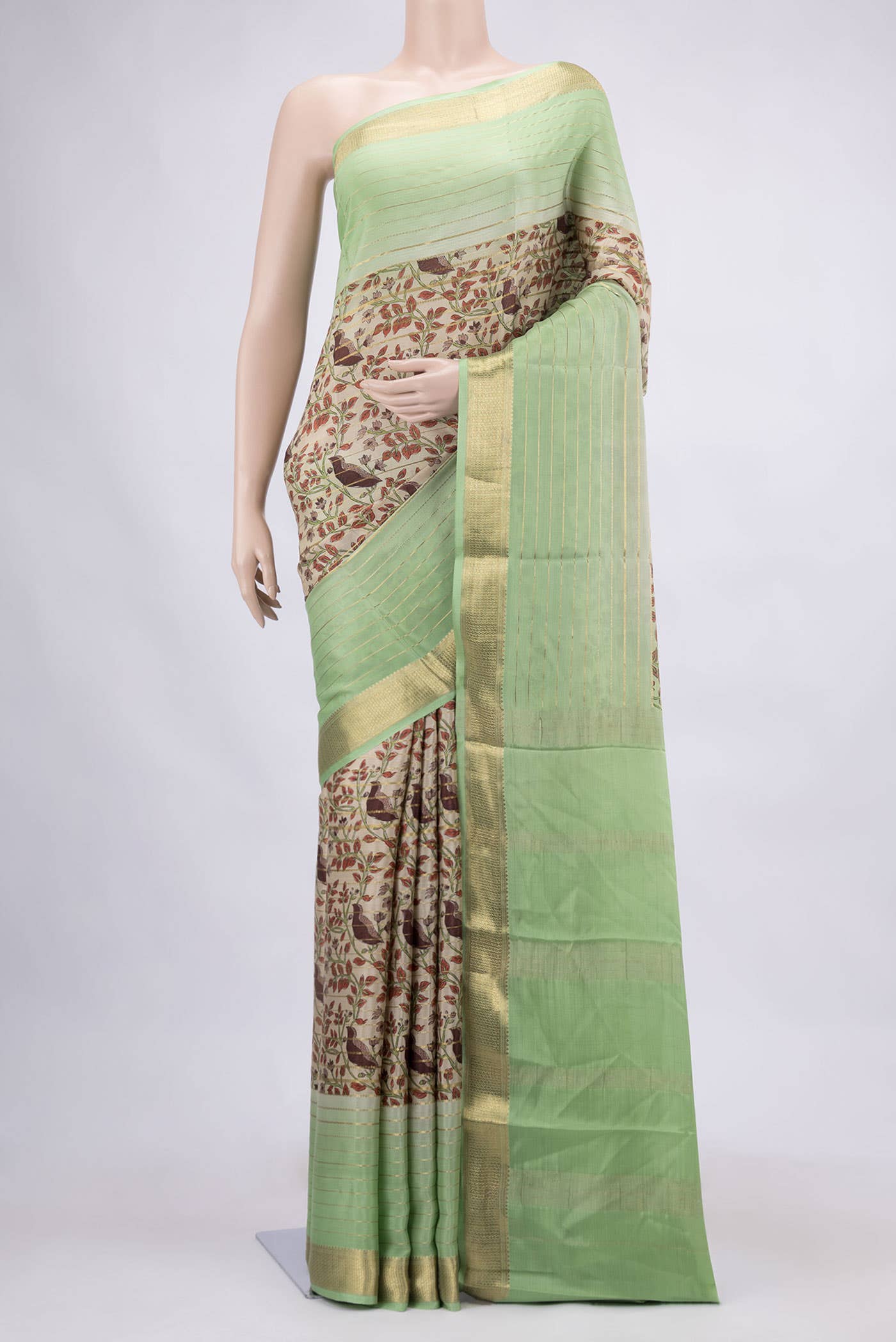 Beige Dual Tone Mysore Crepe Saree