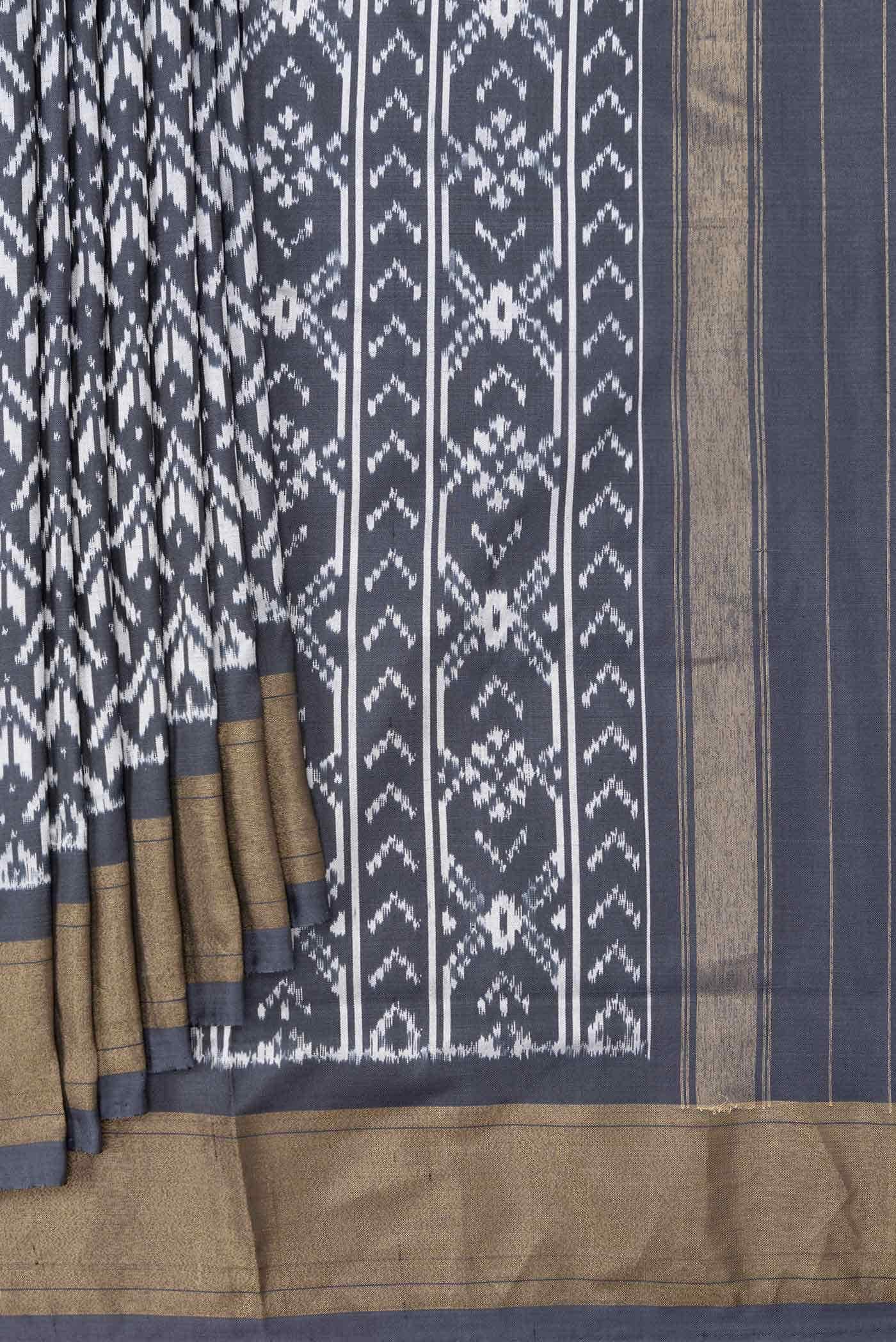 Grey Dual Tone Double Ikat Saree