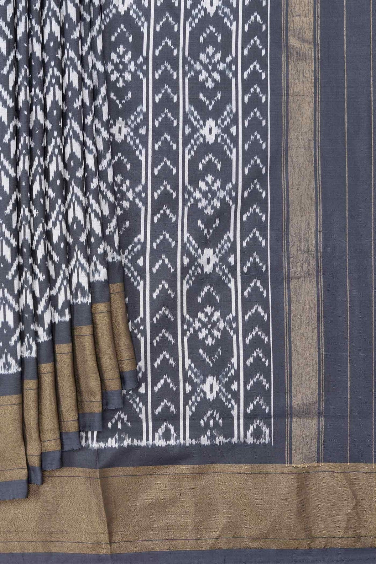 Grey Dual Tone Double Ikat Saree