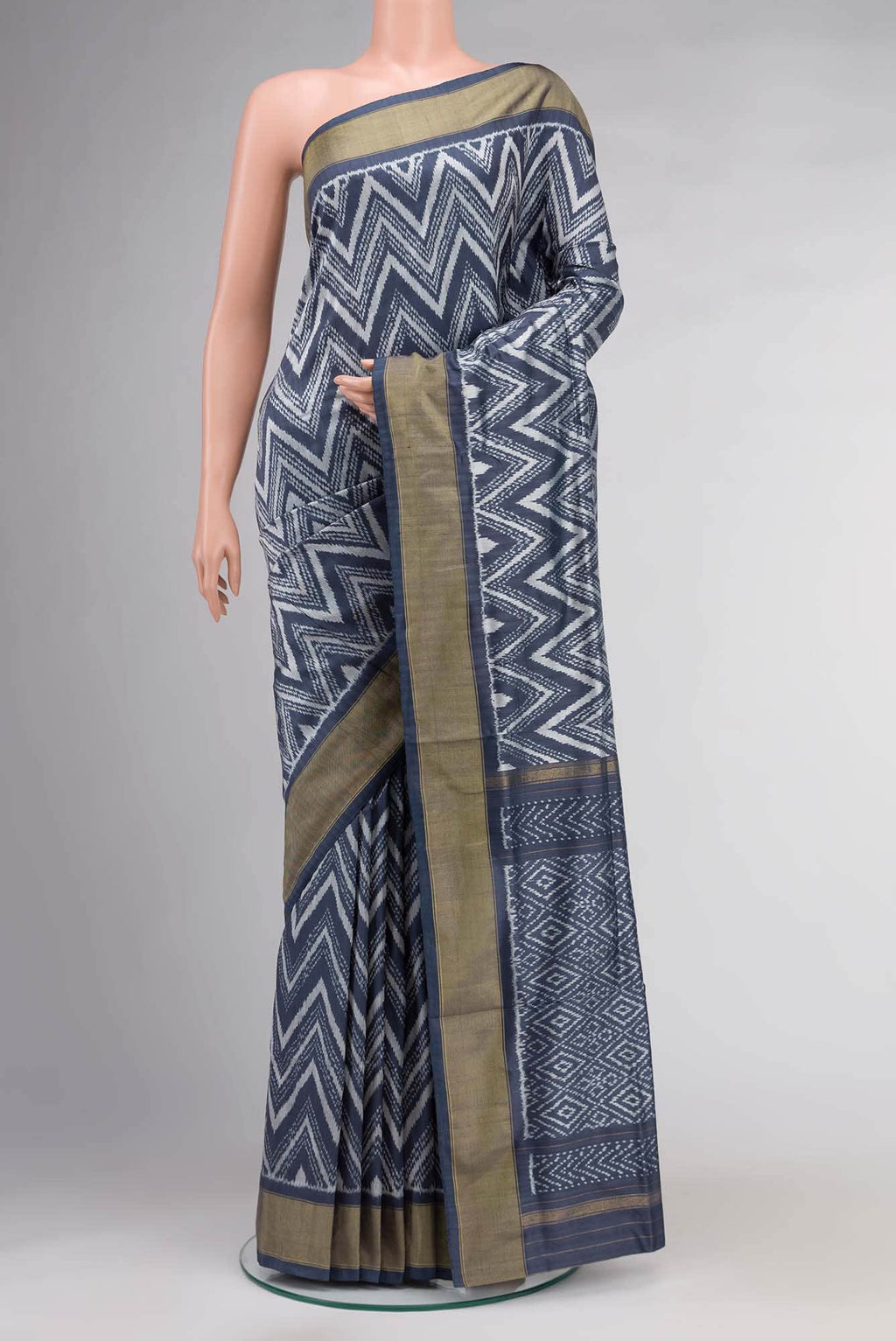 Grey Pochampally Silk Saree
