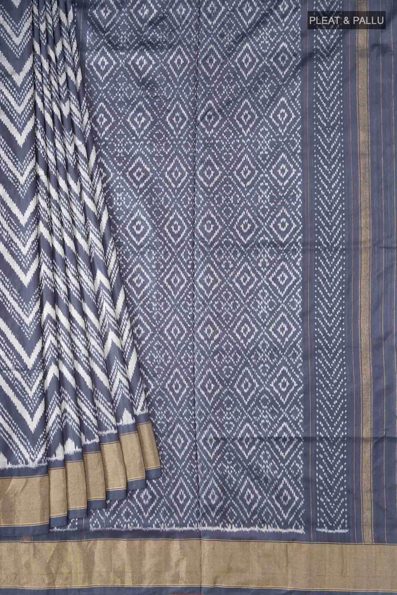 Grey Pochampally Silk Saree