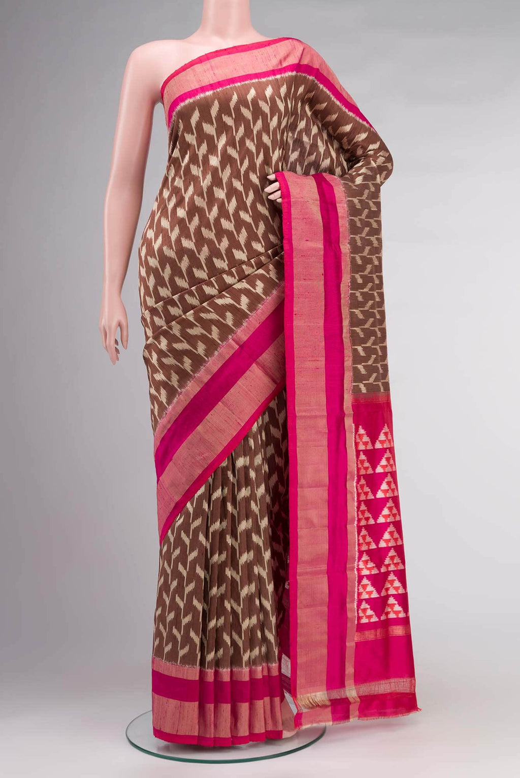 Brown Pochampally Silk Saree