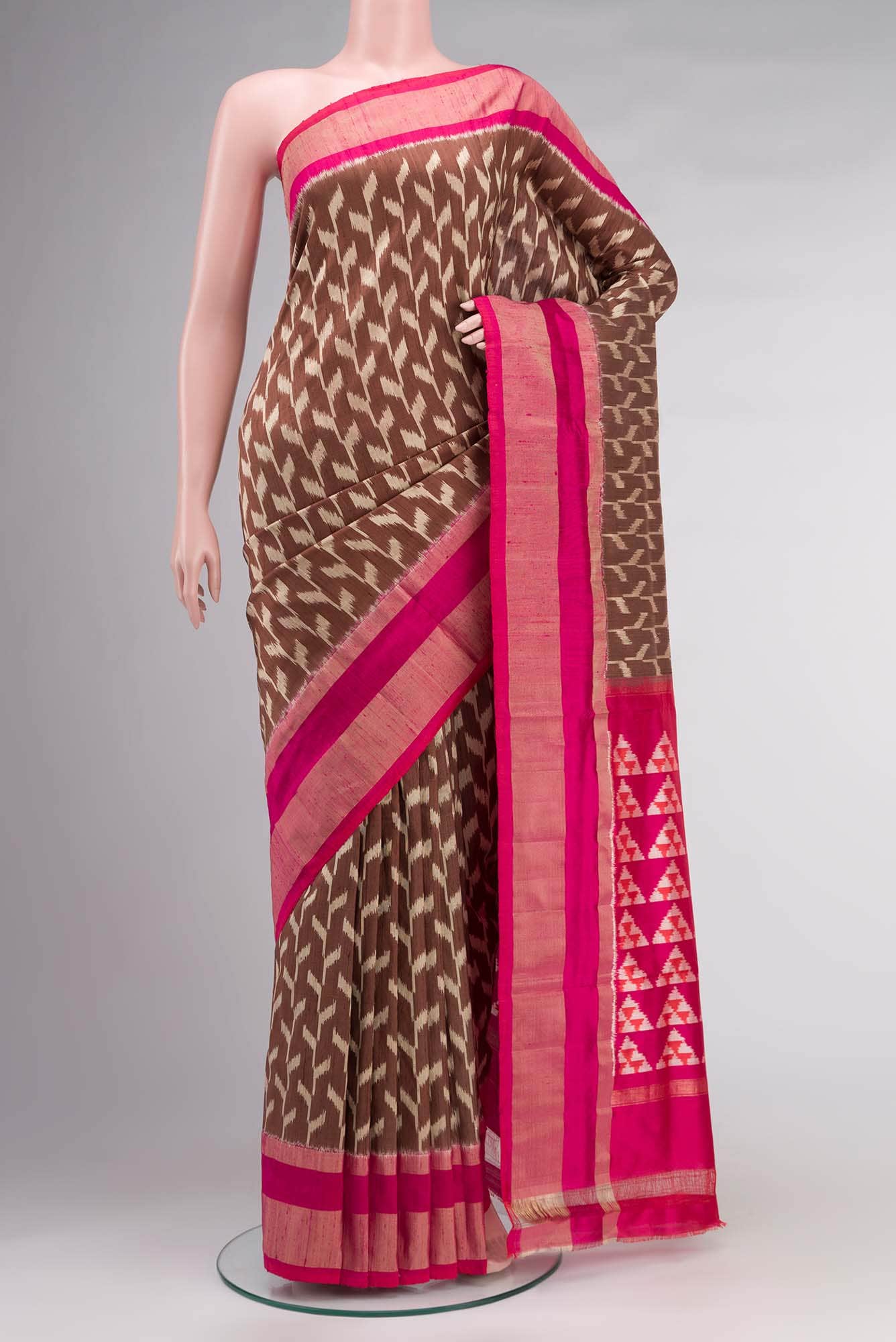 Brown Pochampally Silk Saree