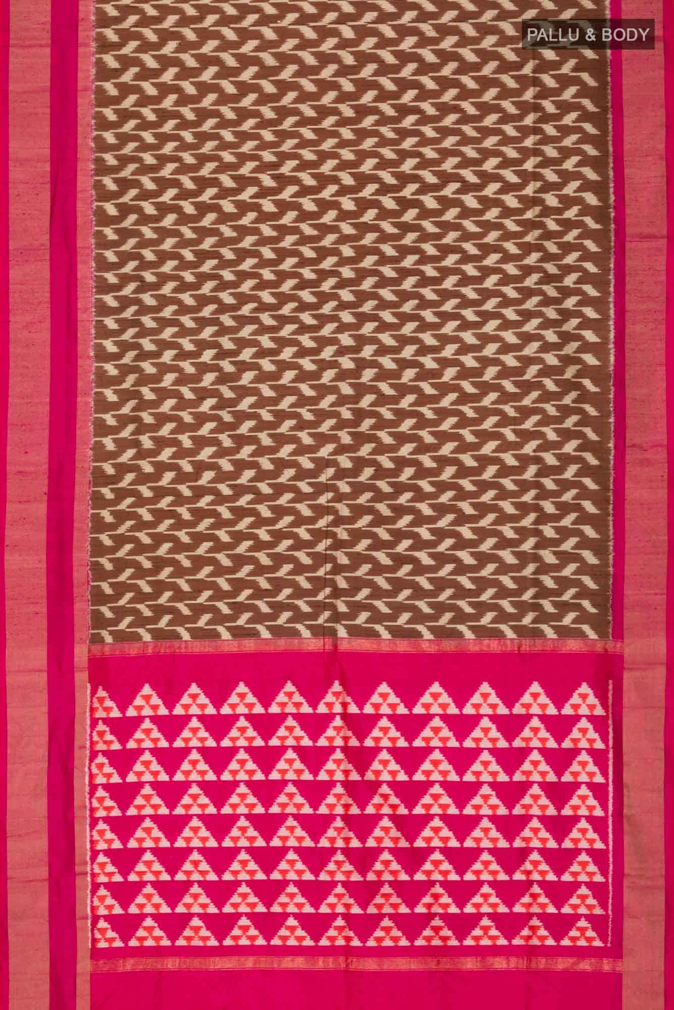 Brown Pochampally Silk Saree