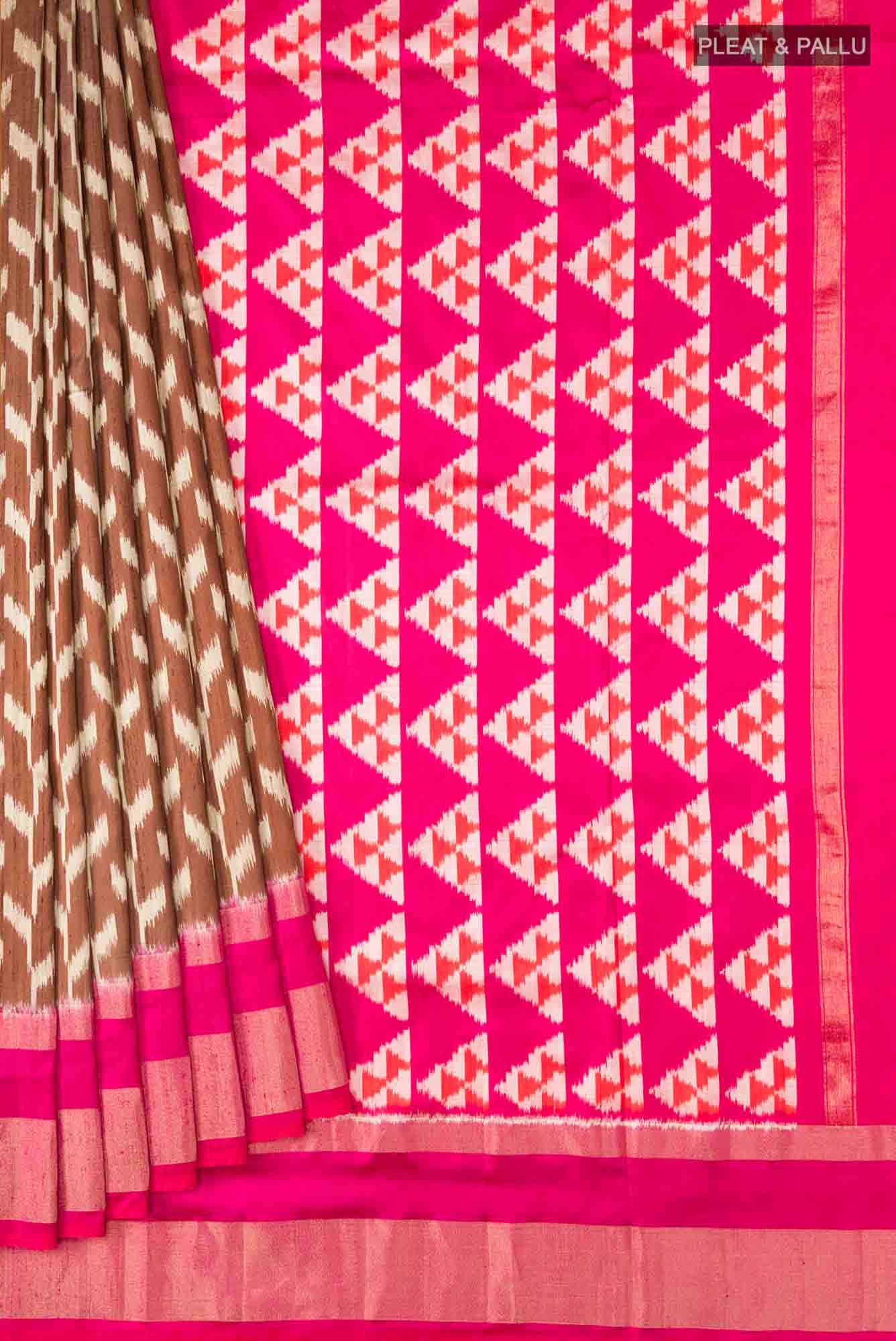 Brown Pochampally Silk Saree