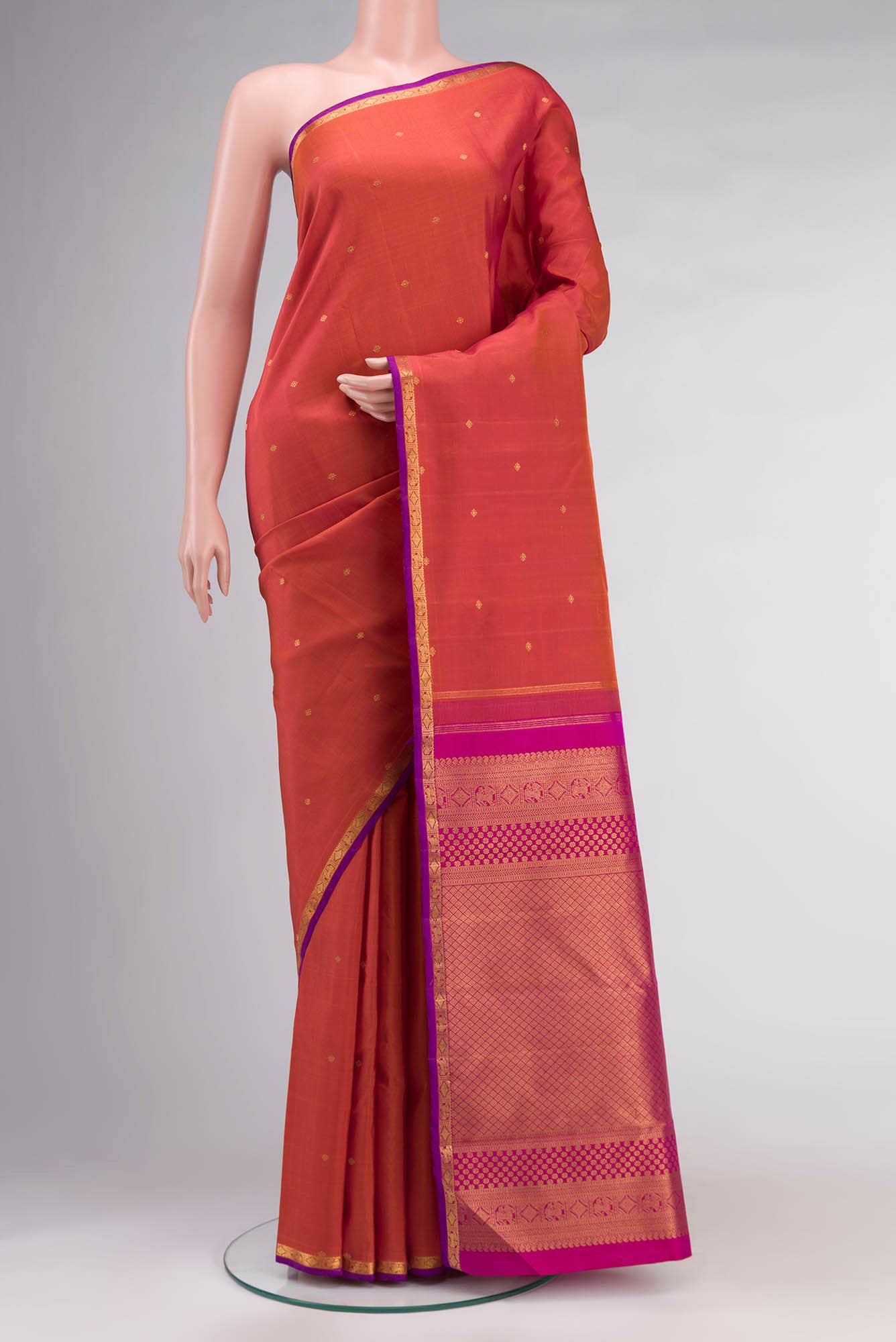 Orange Kanchipuram Silk Saree