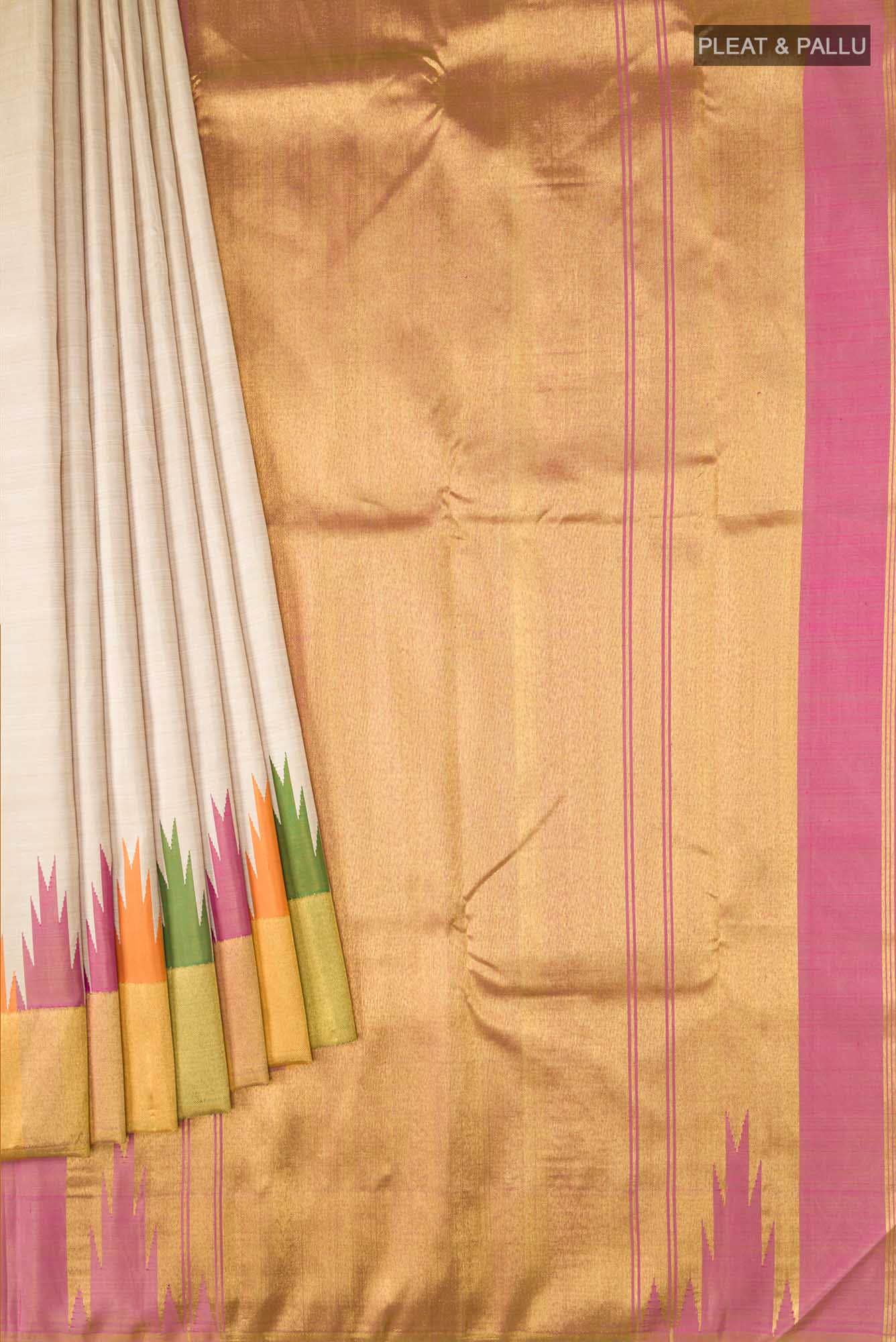 Beige Kanchipuram Silk Saree