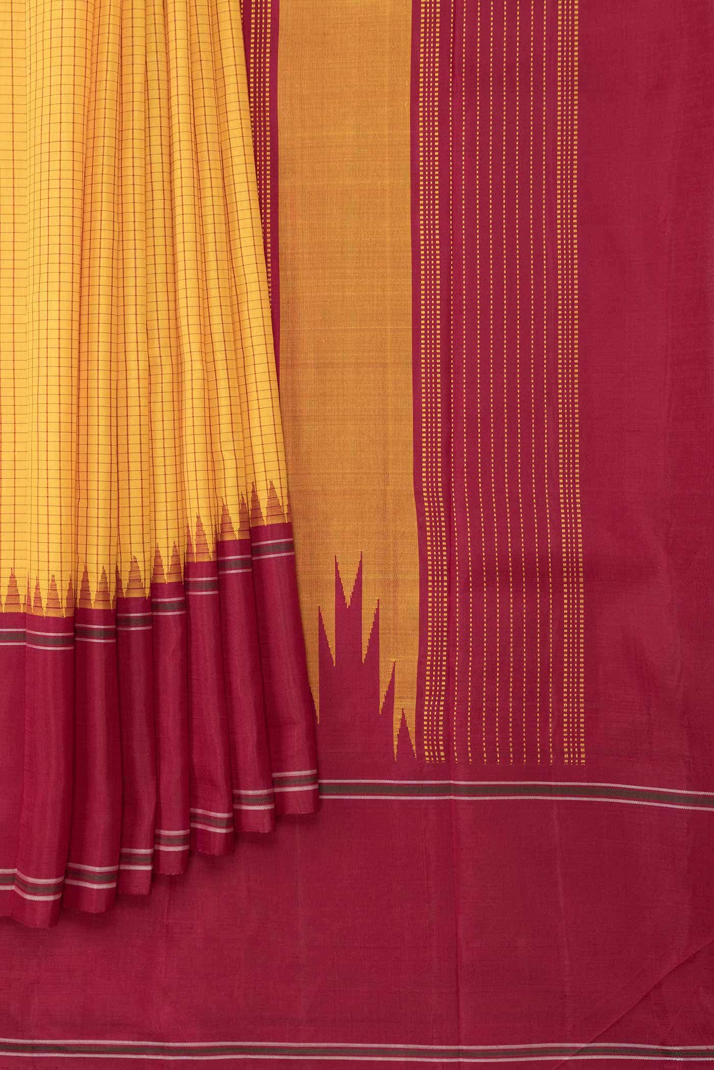 Yellow Dual Tone Kanchipuram Silk Saree