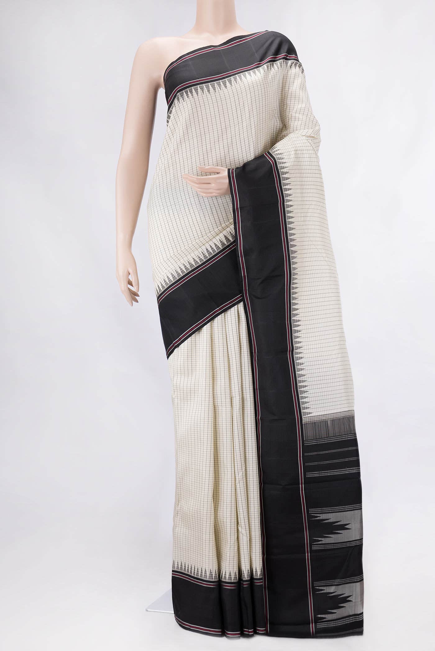 Off White Dual Tone Kanchipuram Silk Saree