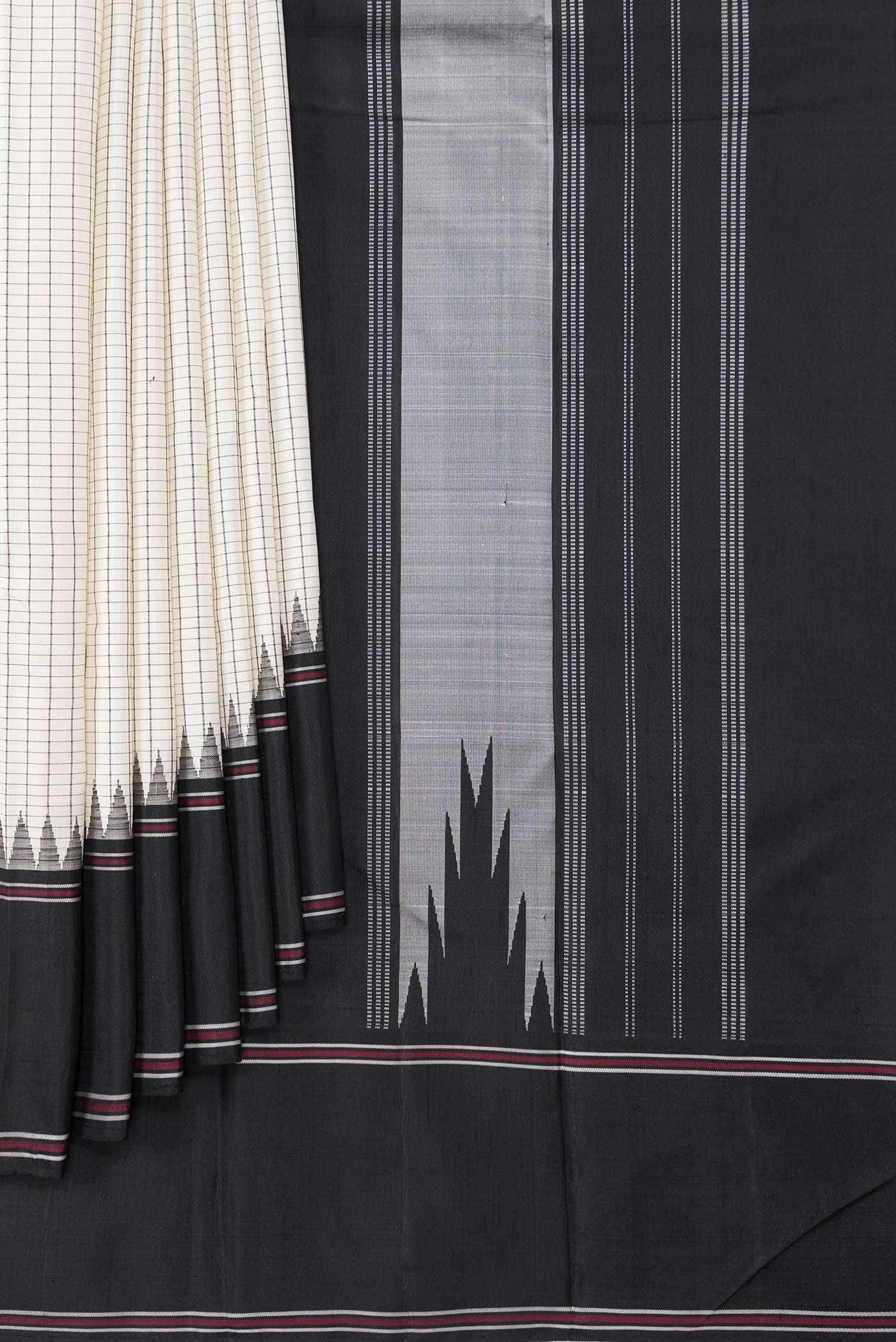Off White Dual Tone Kanchipuram Silk Saree