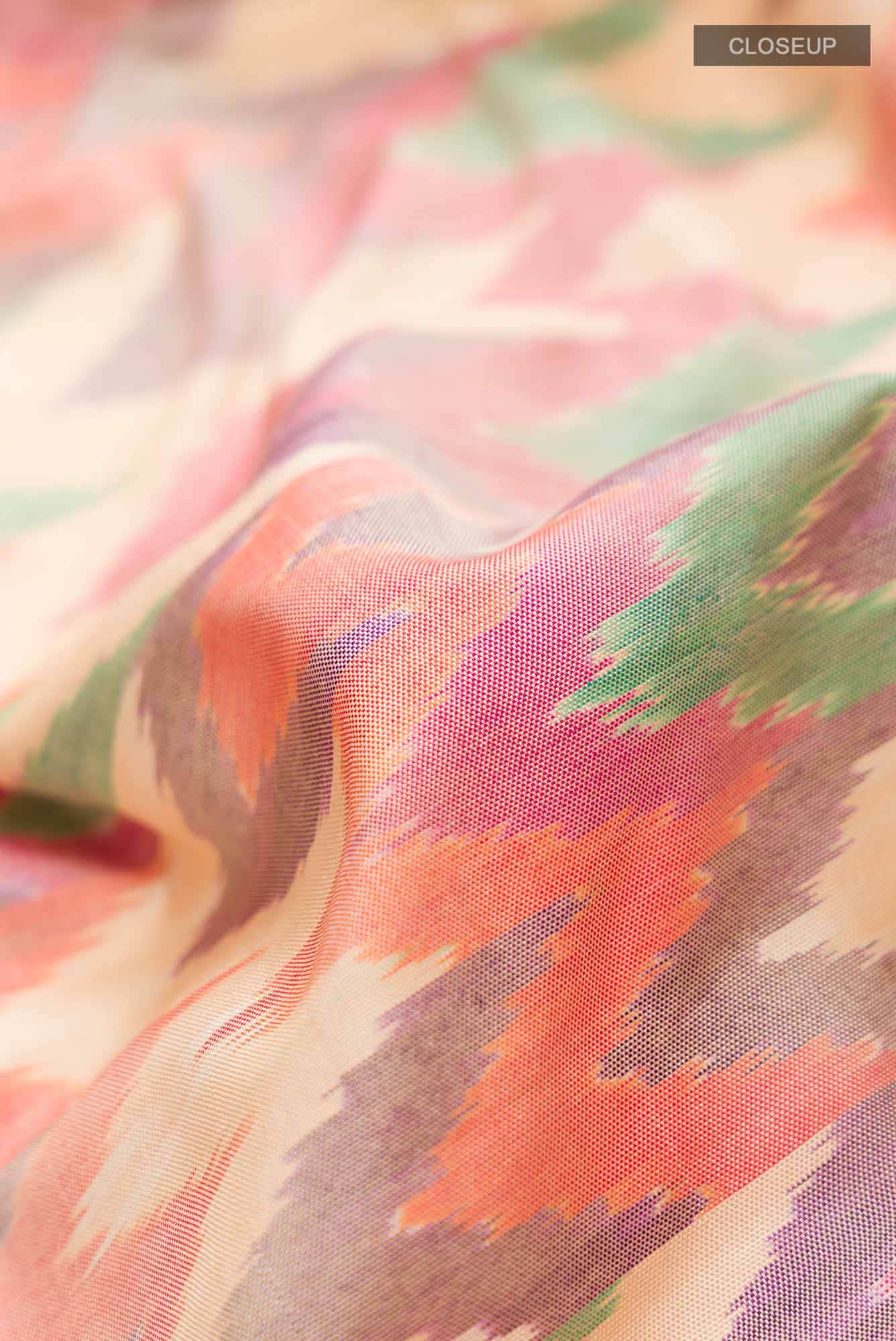 Beige Pochampally Silk Saree